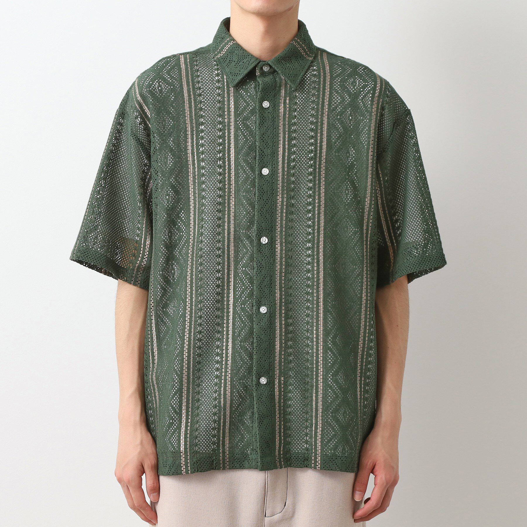 THE SHOP TK「クラフトレースアンサンブルシャツ【半袖Tシャツセットアイテム/オーバーサイズ/洗濯機OK】」|シャツ・ブラウス|