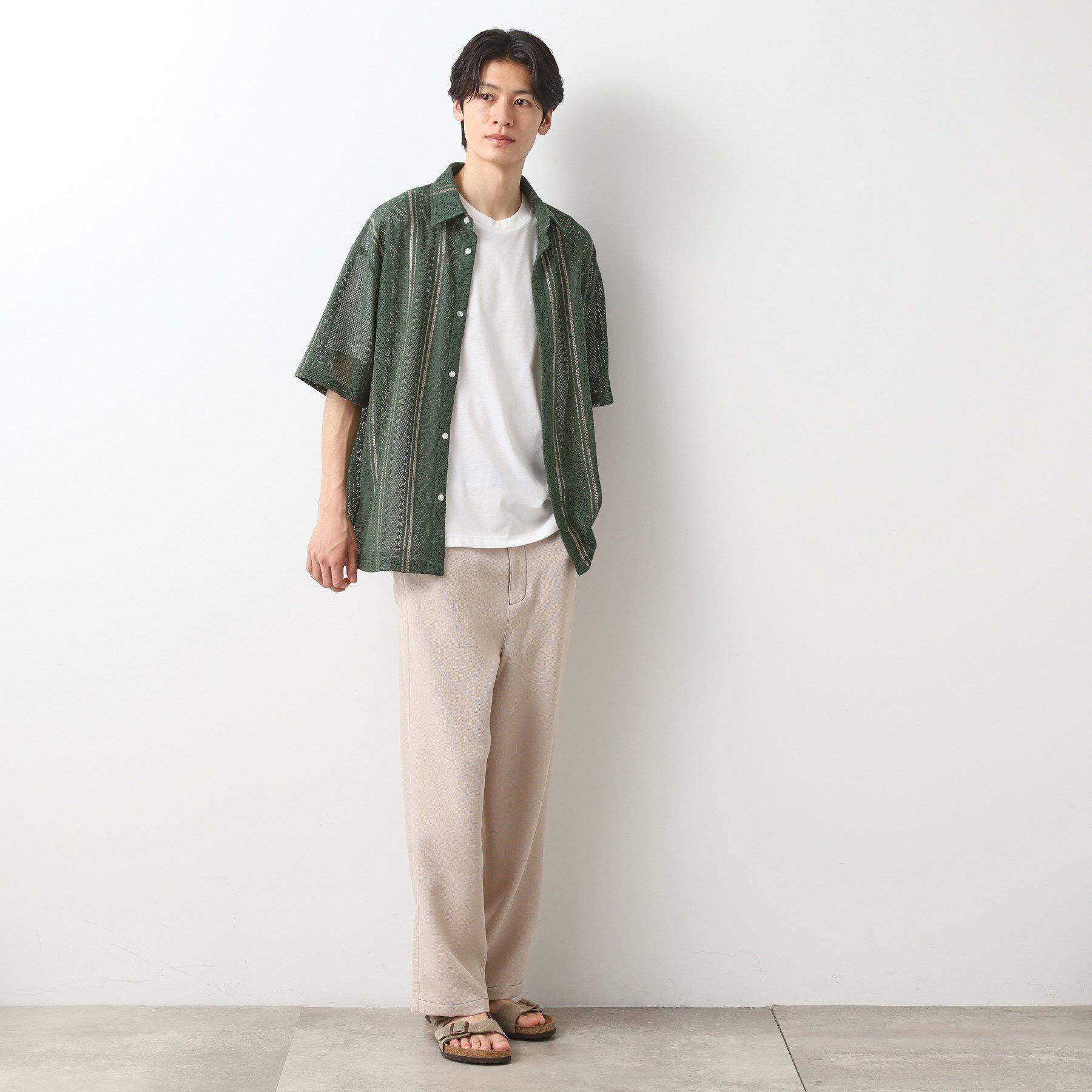 THE SHOP TK「クラフトレースアンサンブルシャツ【半袖Tシャツセットアイテム/オーバーサイズ/洗濯機OK】」|シャツ・ブラウス|