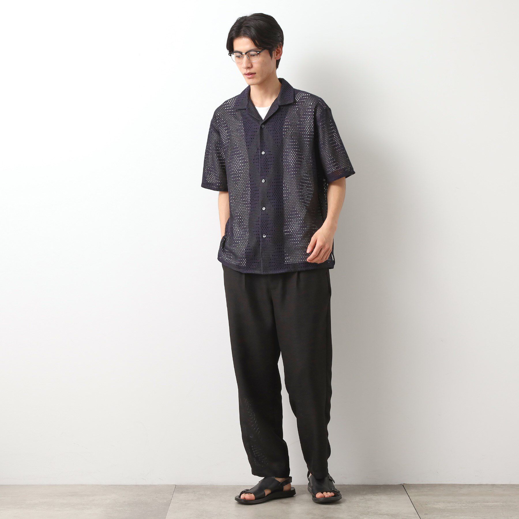 THE SHOP TK「ダイヤ柄プリント半袖シャツ【洗濯機OK/オーバーサイズ】」|シャツ・ブラウス|