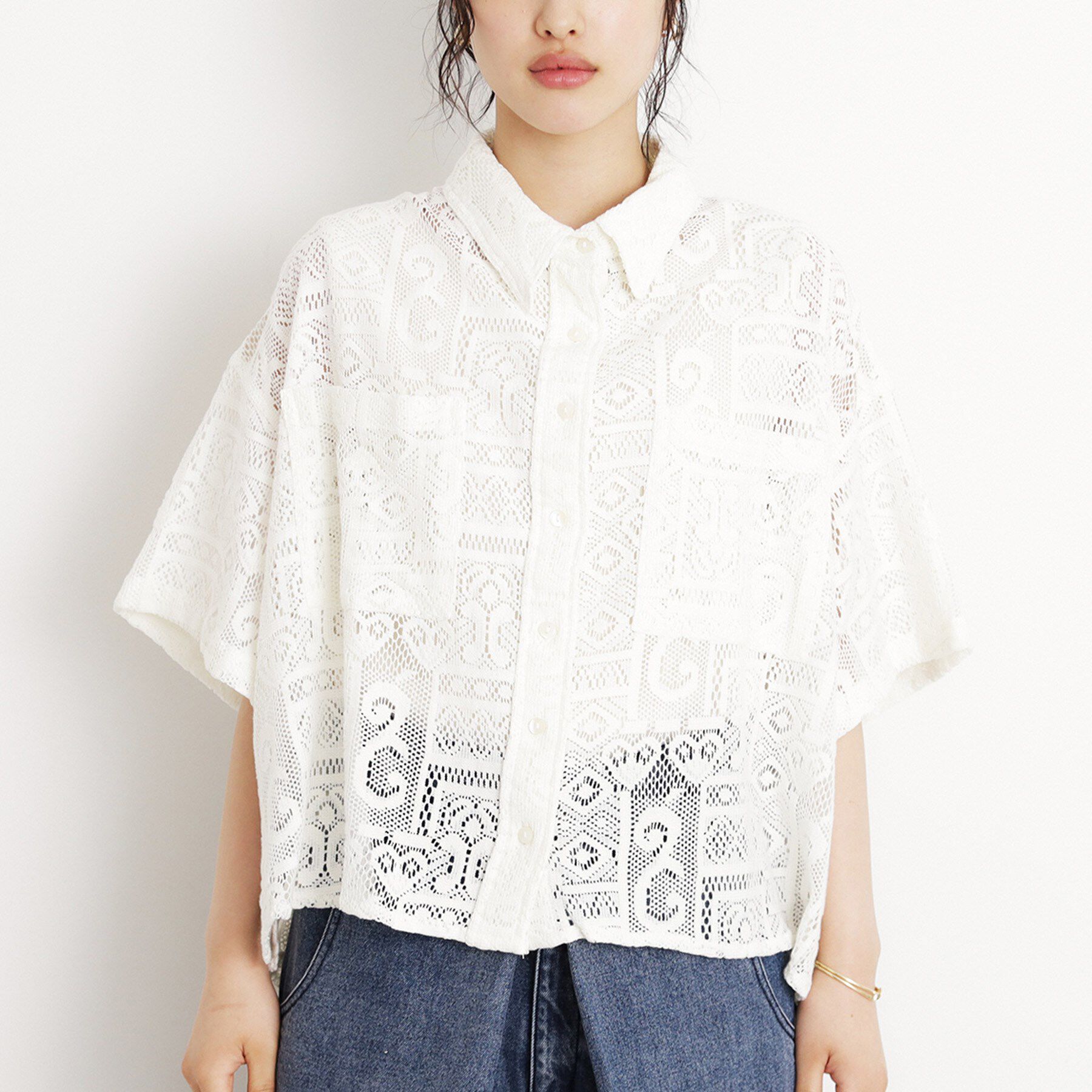 THE SHOP TK「総レースシャツ【洗える】」|シャツ・ブラウス|