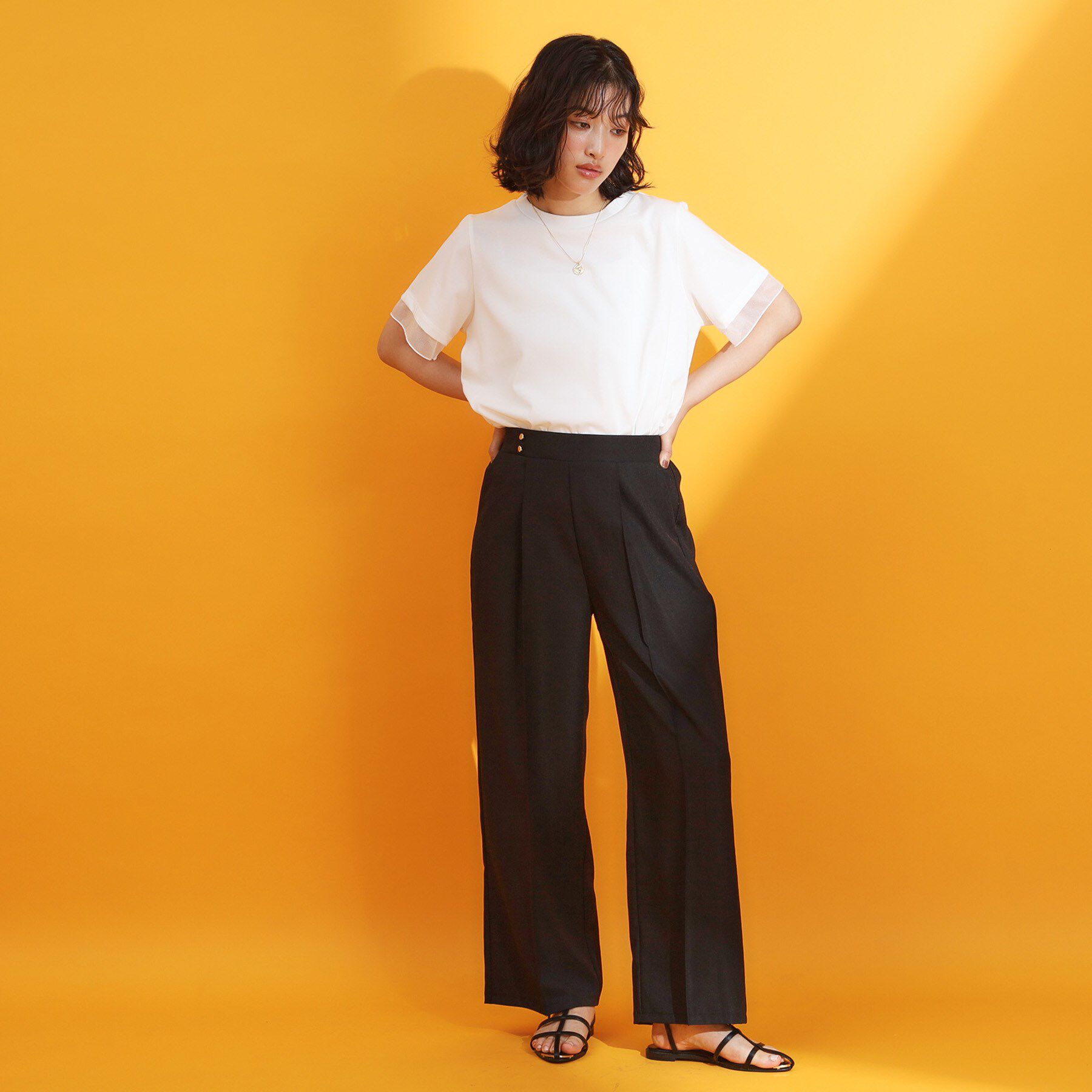 THE SHOP TK「【ひんやり/UV/洗濯機OK】袖シアーTシャツ」|Tシャツ・カットソー|