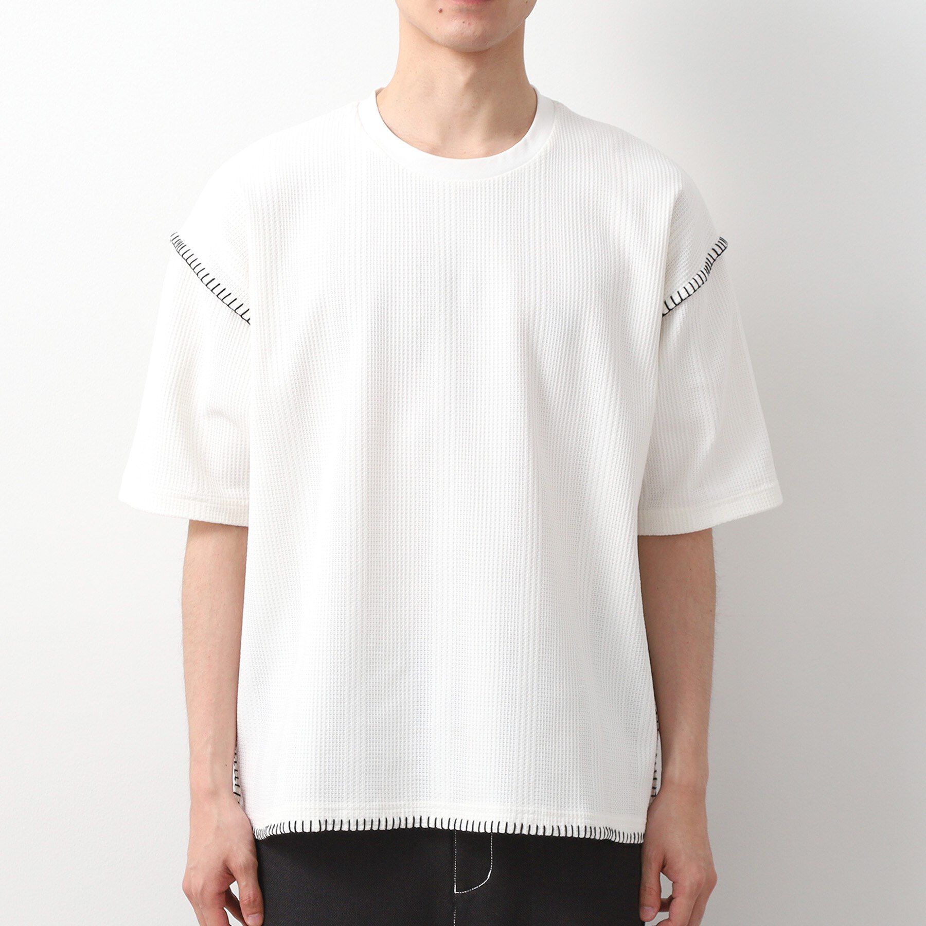 THE SHOP TK「ステッチ刺繍半袖Tシャツ ビックシルエット」|Tシャツ・カットソー|