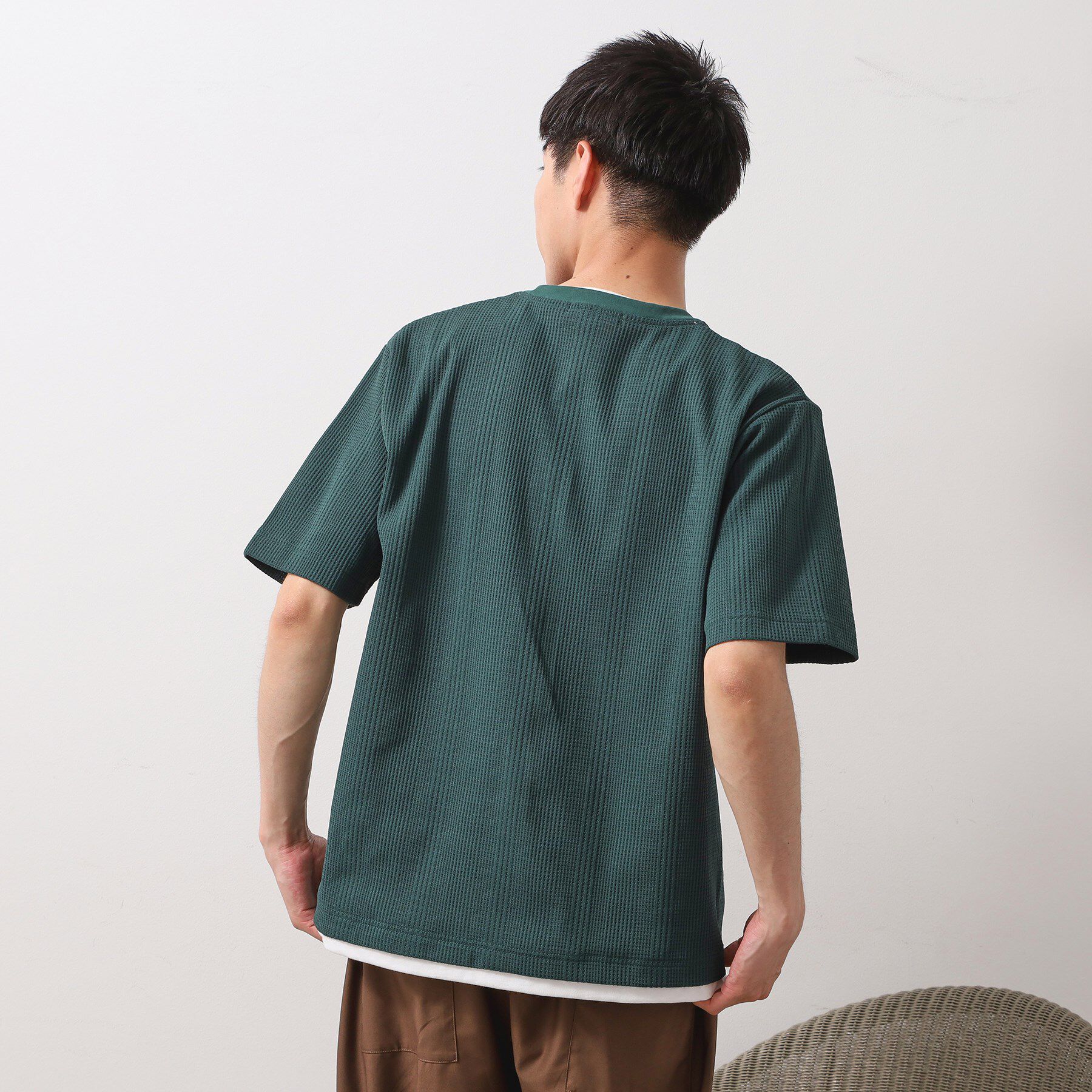 THE SHOP TK「ランダムワッフル半袖Tシャツ 【洗濯機ＯＫ】」|Tシャツ・カットソー|