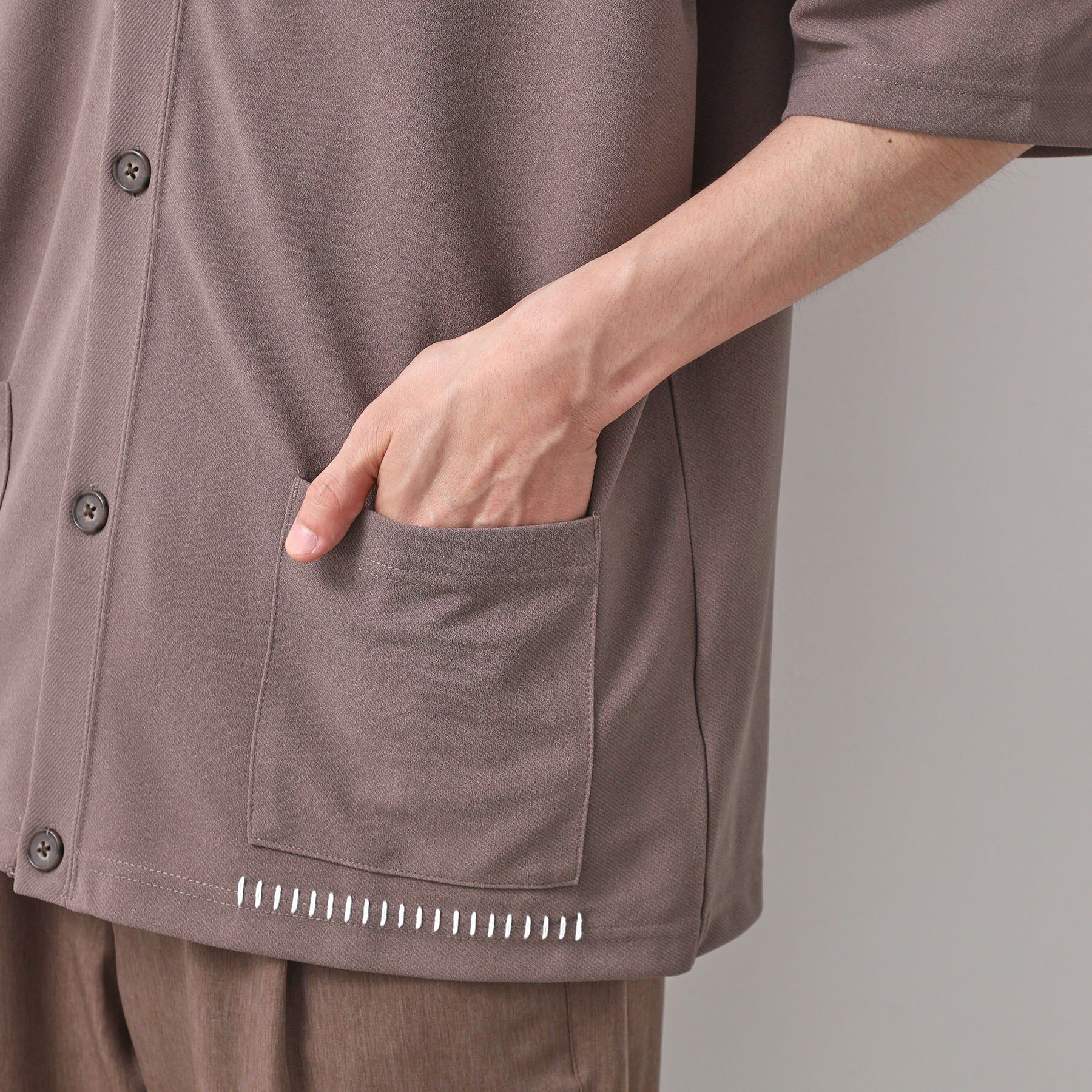 THE SHOP TK「ツイルステッチ半袖カーディガン【洗濯機OK/接触冷感】」|カーディガン|