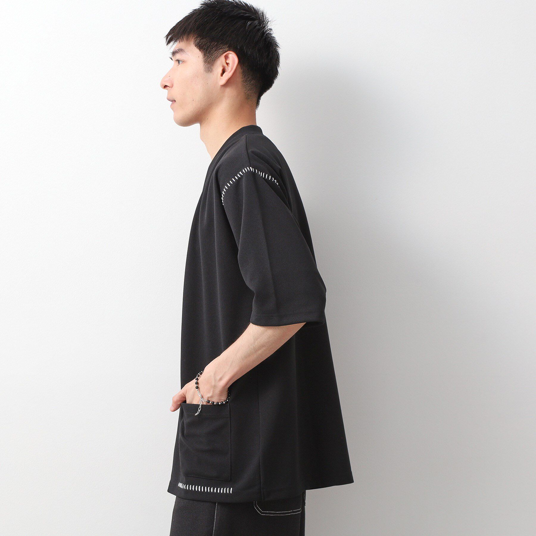 THE SHOP TK「ツイルステッチ半袖カーディガン【洗濯機OK/接触冷感】」|カーディガン|