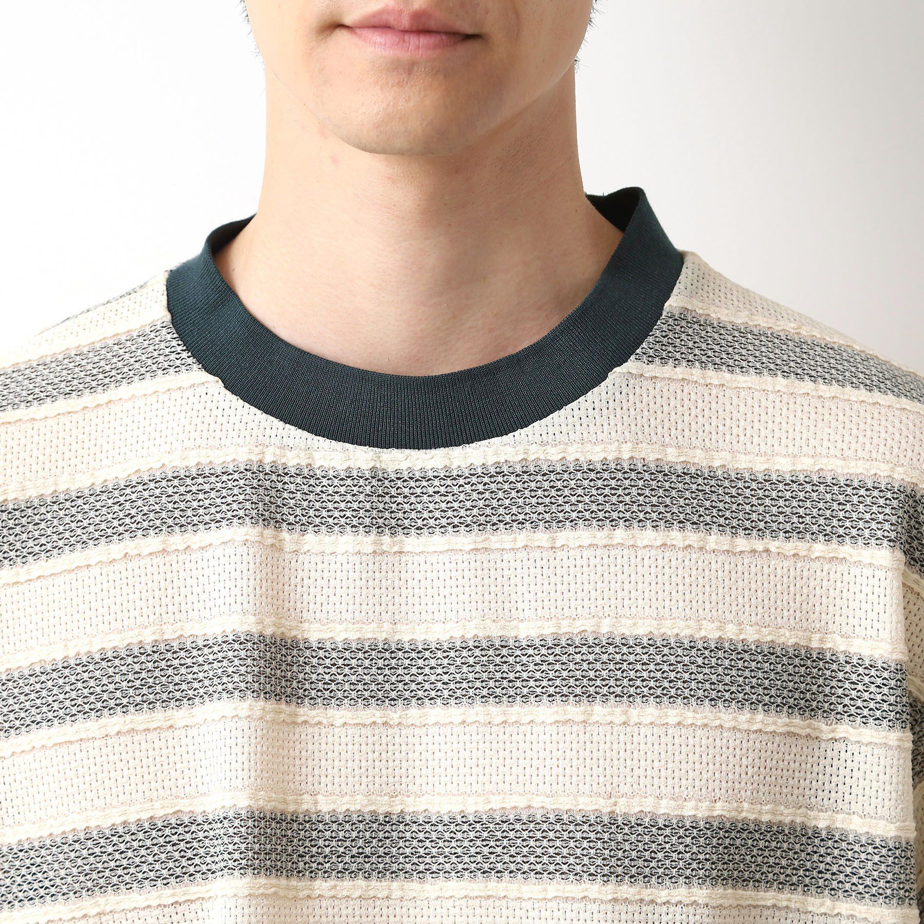 THE SHOP TK「変形ボーダー半袖Tシャツ【洗濯機OK】」|Tシャツ・カットソー|