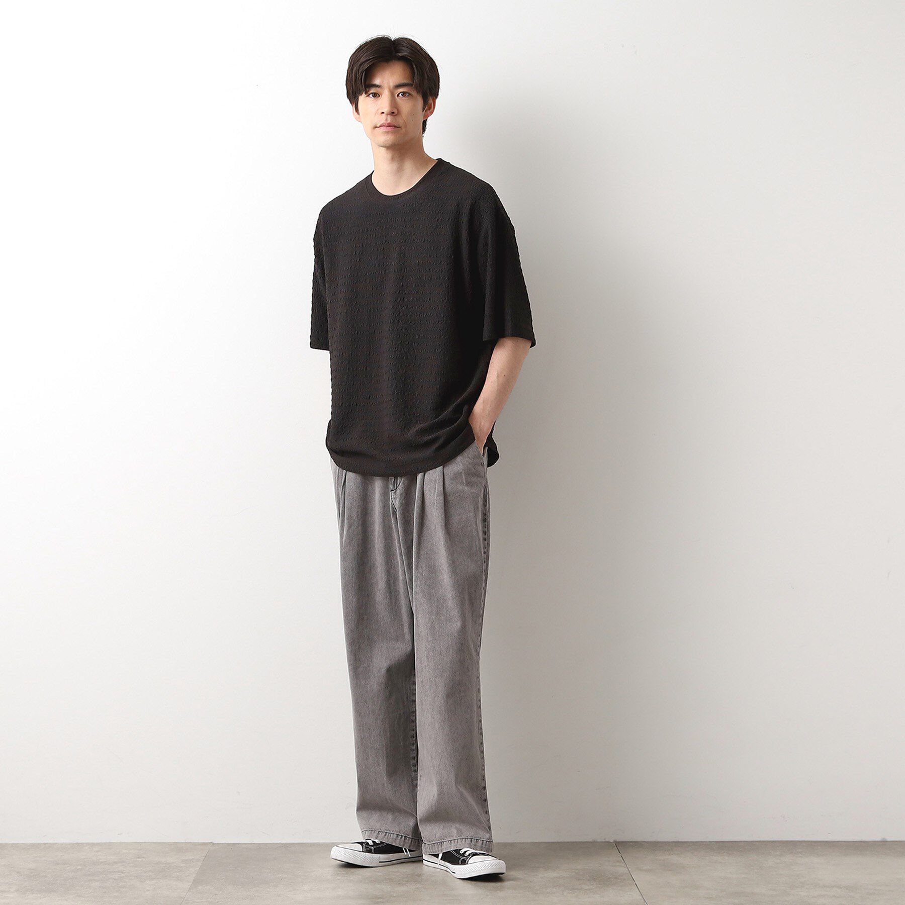 THE SHOP TK「楊柳ボーダー半袖Tシャツ【洗濯機OK】」|Tシャツ・カットソー|