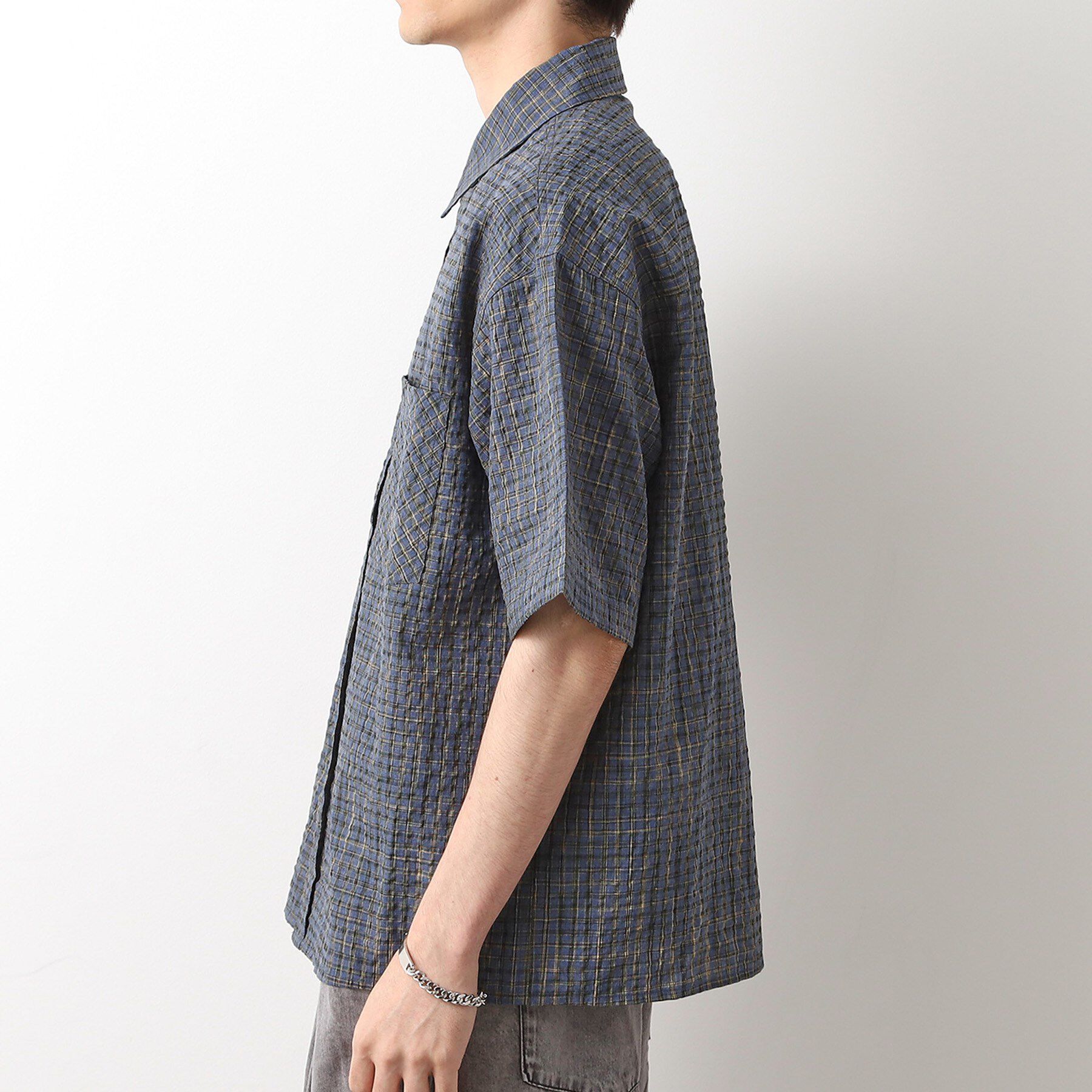 THE SHOP TK「シアサッカーチェックシャツ 【洗濯機OK】」|シャツ・ブラウス|