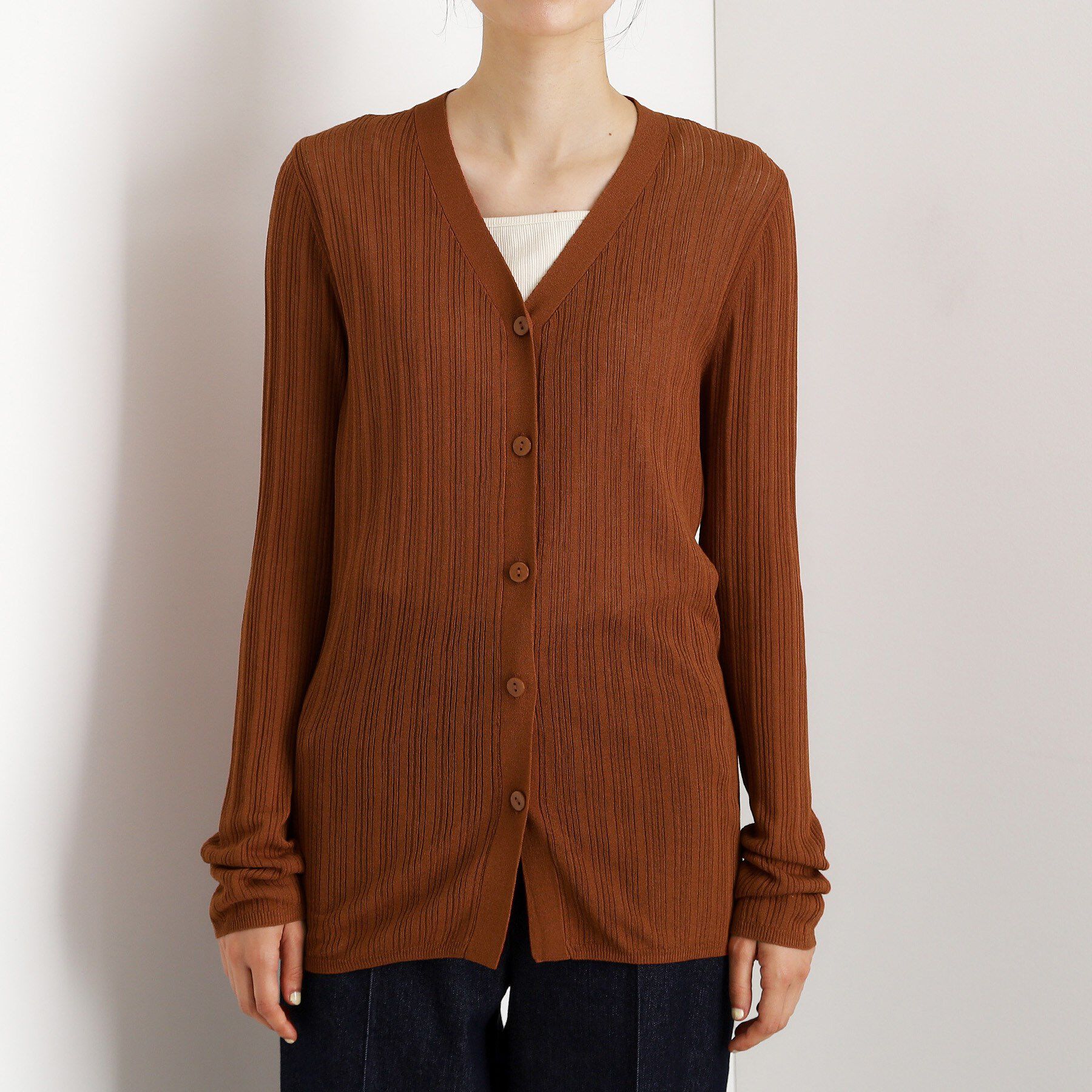 THE SHOP TK「ランダムリブカーディガン【洗濯機OK】」|カーディガン|