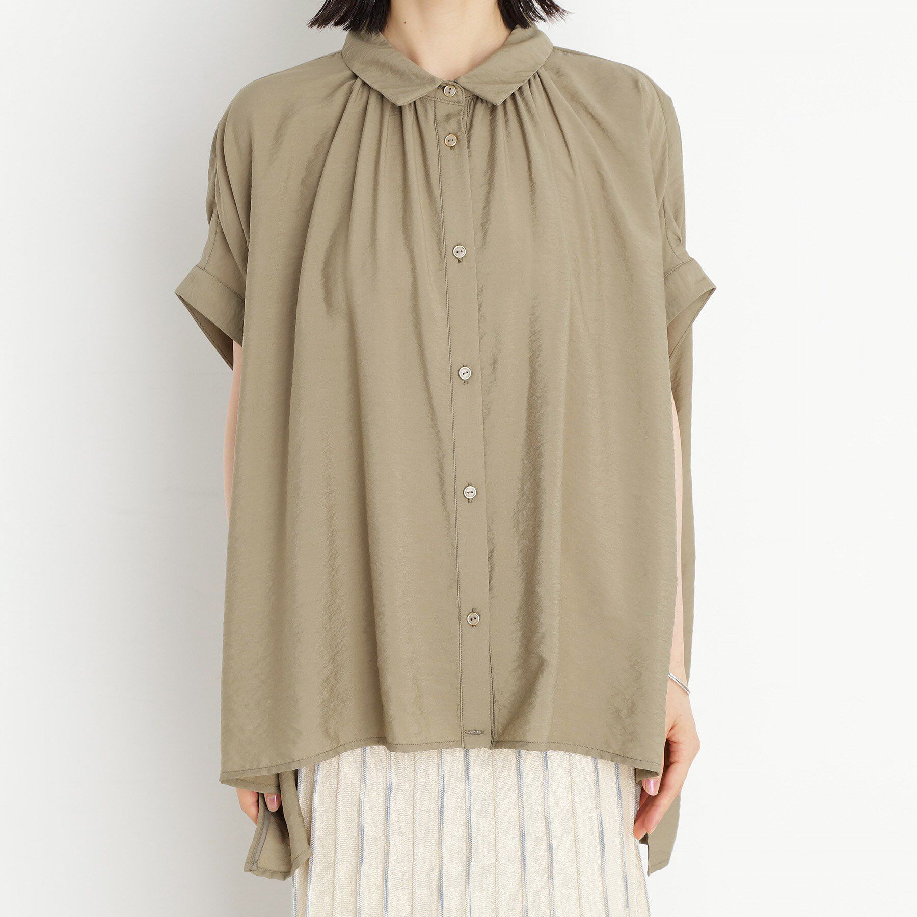 THE SHOP TK「ギャザーボリュームシャツ【洗濯機OK】」|シャツ・ブラウス|
