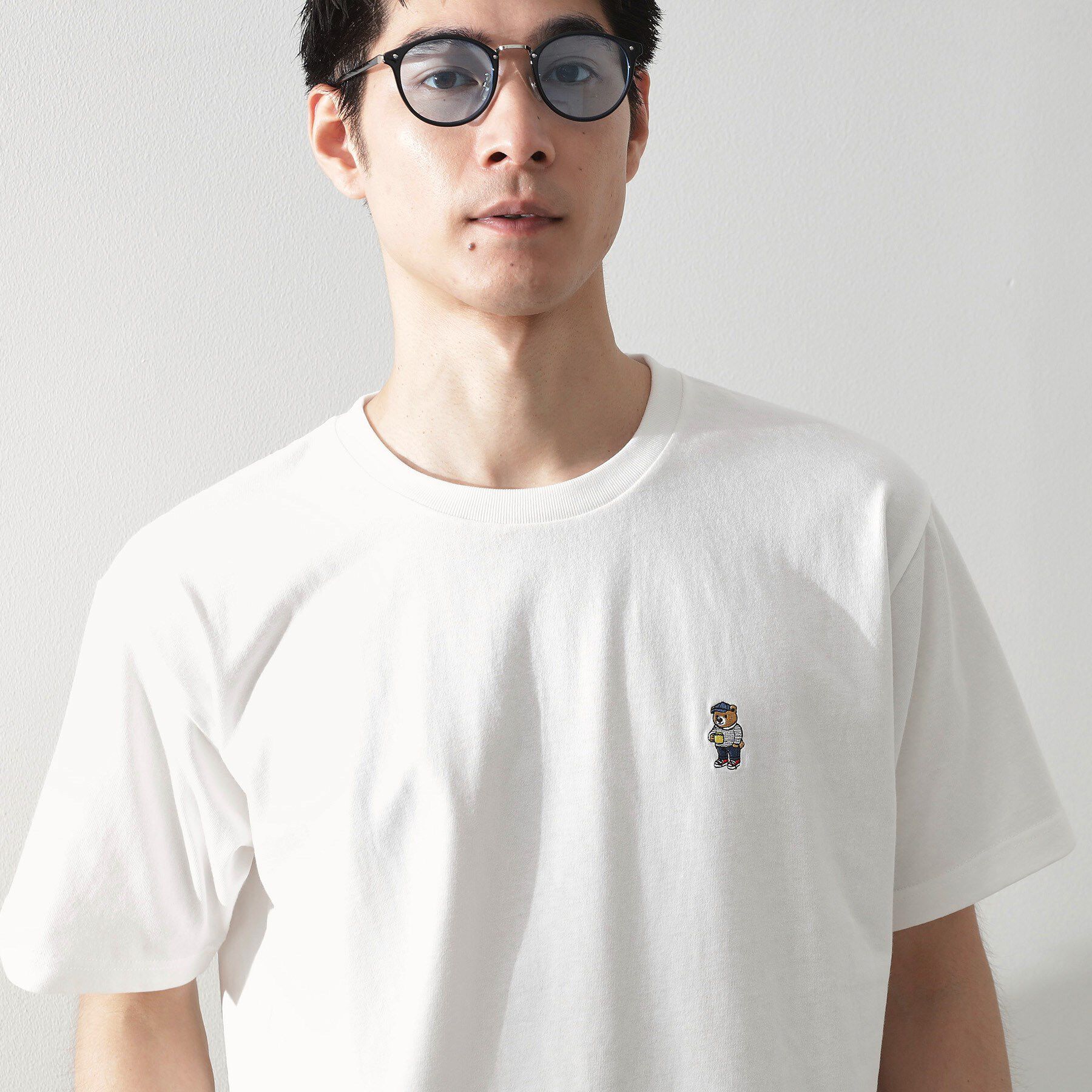 THE SHOP TK「ワンポイントベアーロゴ半袖Tシャツ【洗濯機OK】」|Tシャツ・カットソー|オフホワイト(003