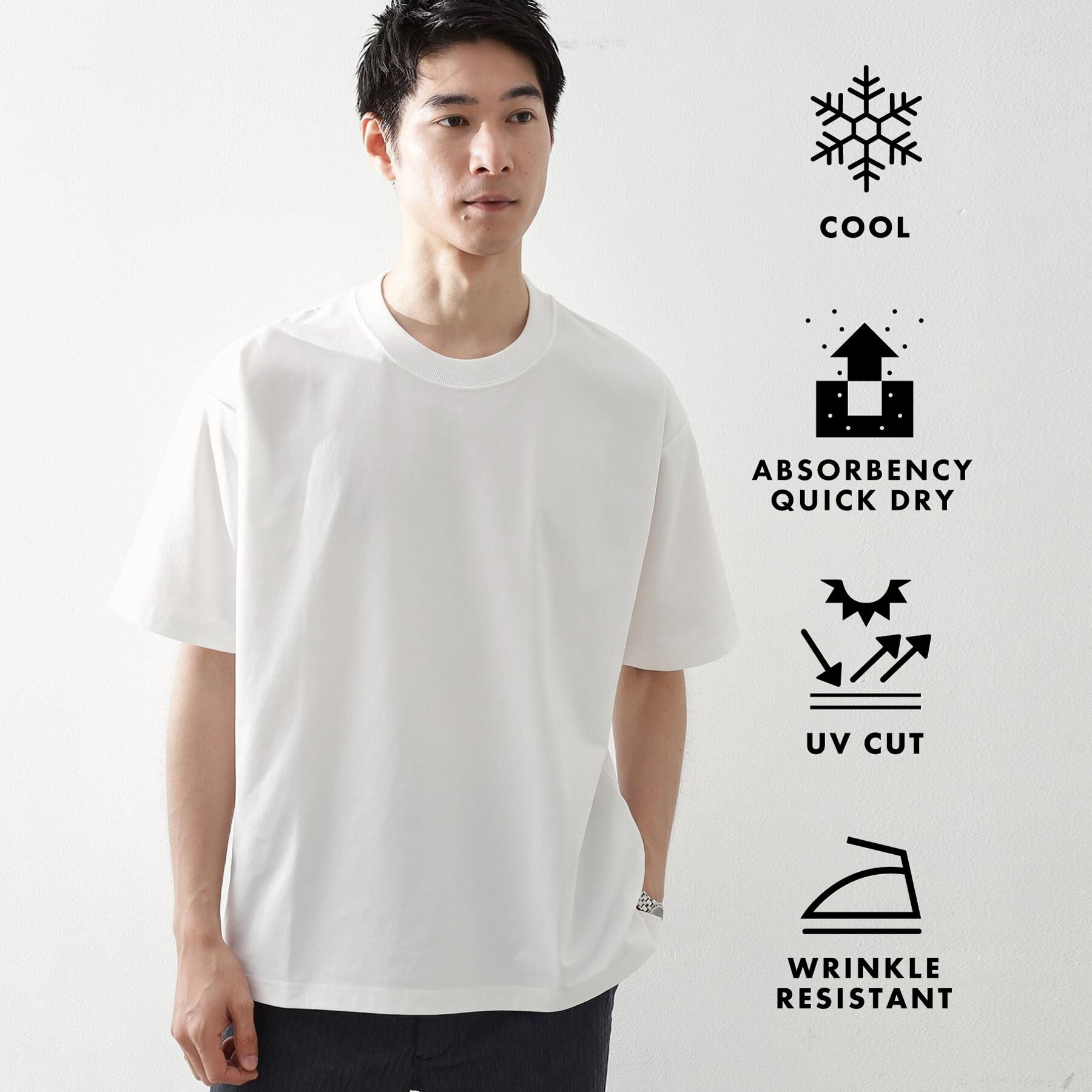 THE SHOP TK「【ご好評につき再入荷！】PERFECTEE／パーフェクティー 接触冷感／吸水速乾／UVカット／防シワ」|Tシャツ・カットソー|オフホワイト(003