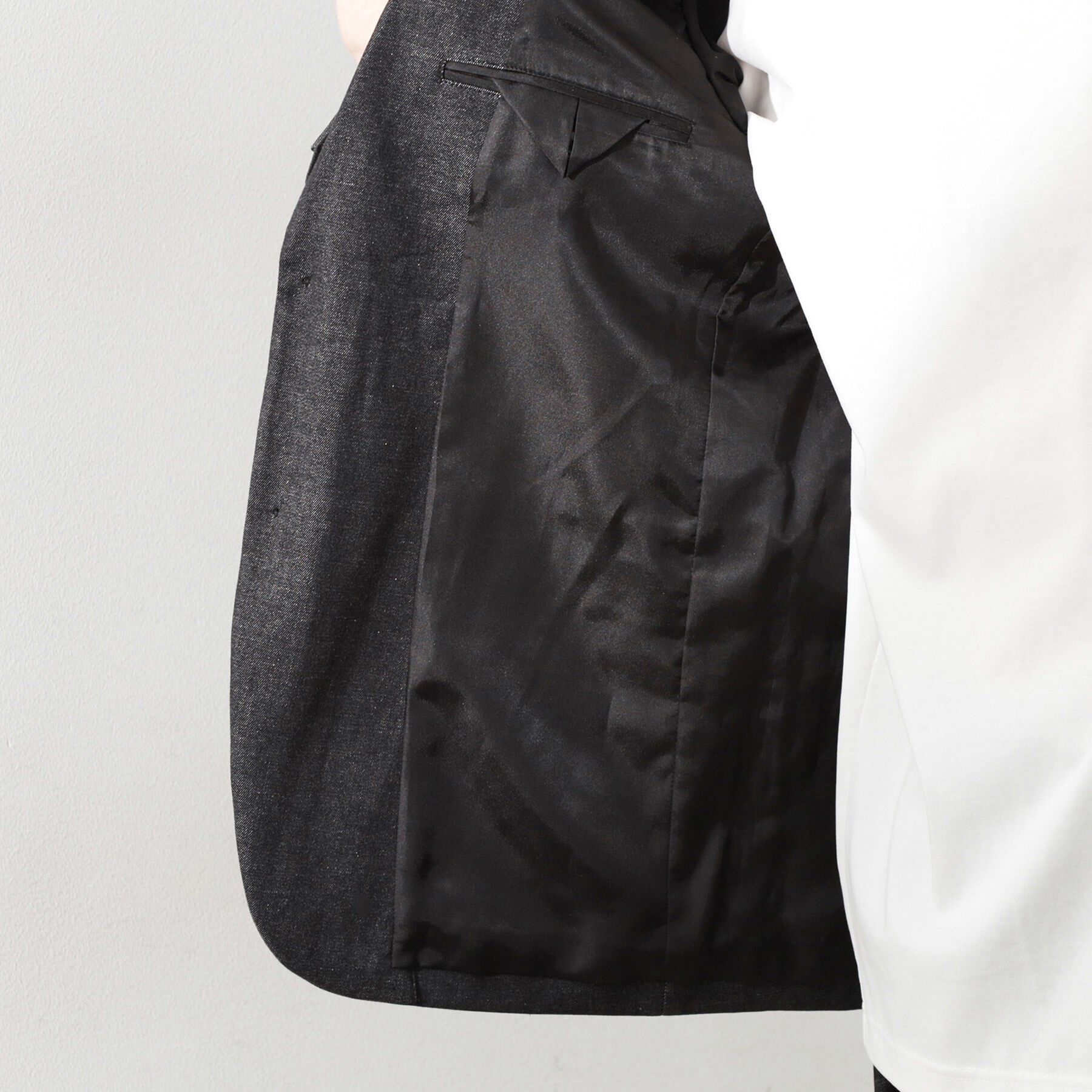 THE SHOP TK「エバーデニムジャケット【色落ちしにくい/洗濯機OK/ストレッチ/セットアップ可】」|テーラードジャケット|