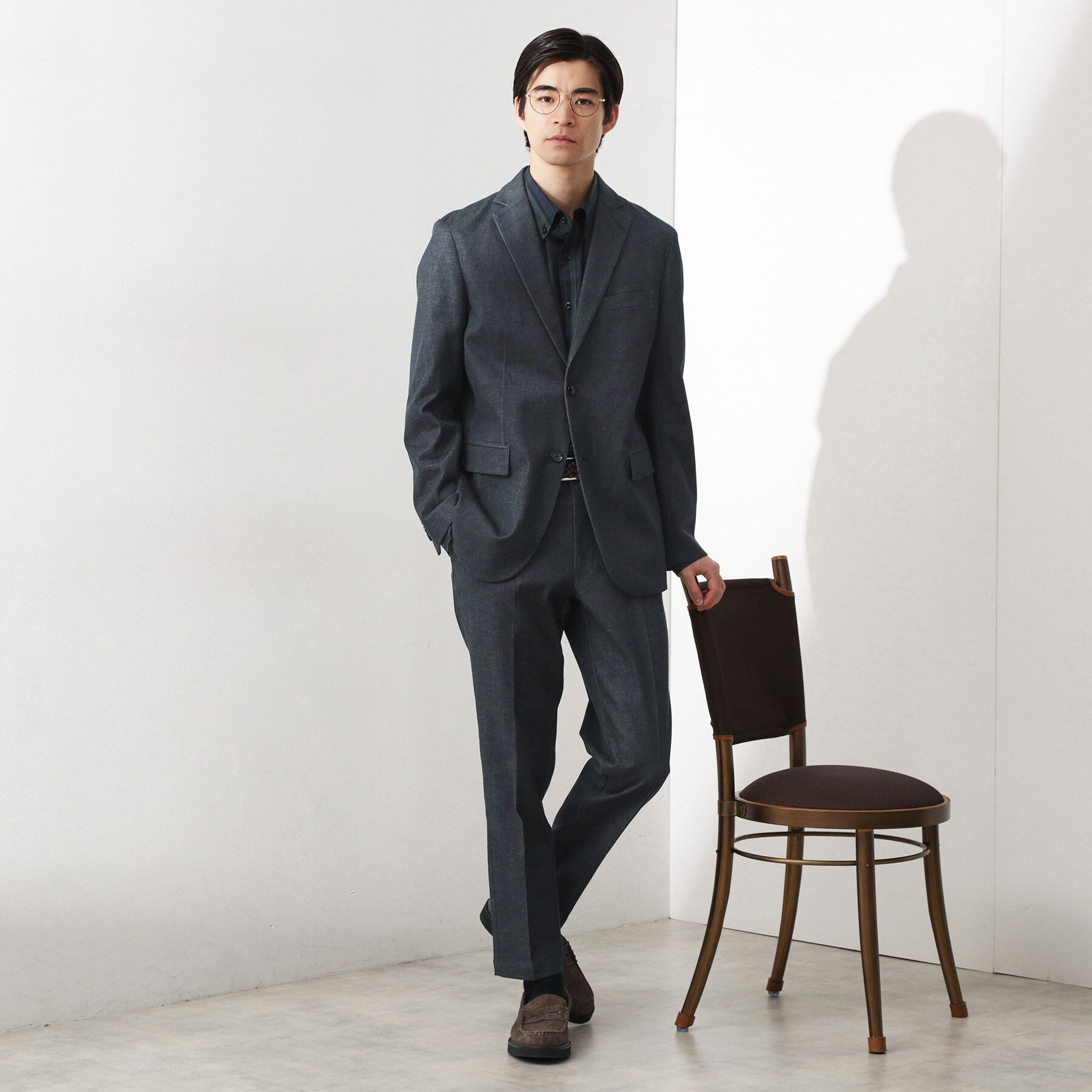 THE SHOP TK「エバーデニムスラックス【色落ちしにくい/洗濯機OK/ストレッチ/セットアップ可】」|その他|