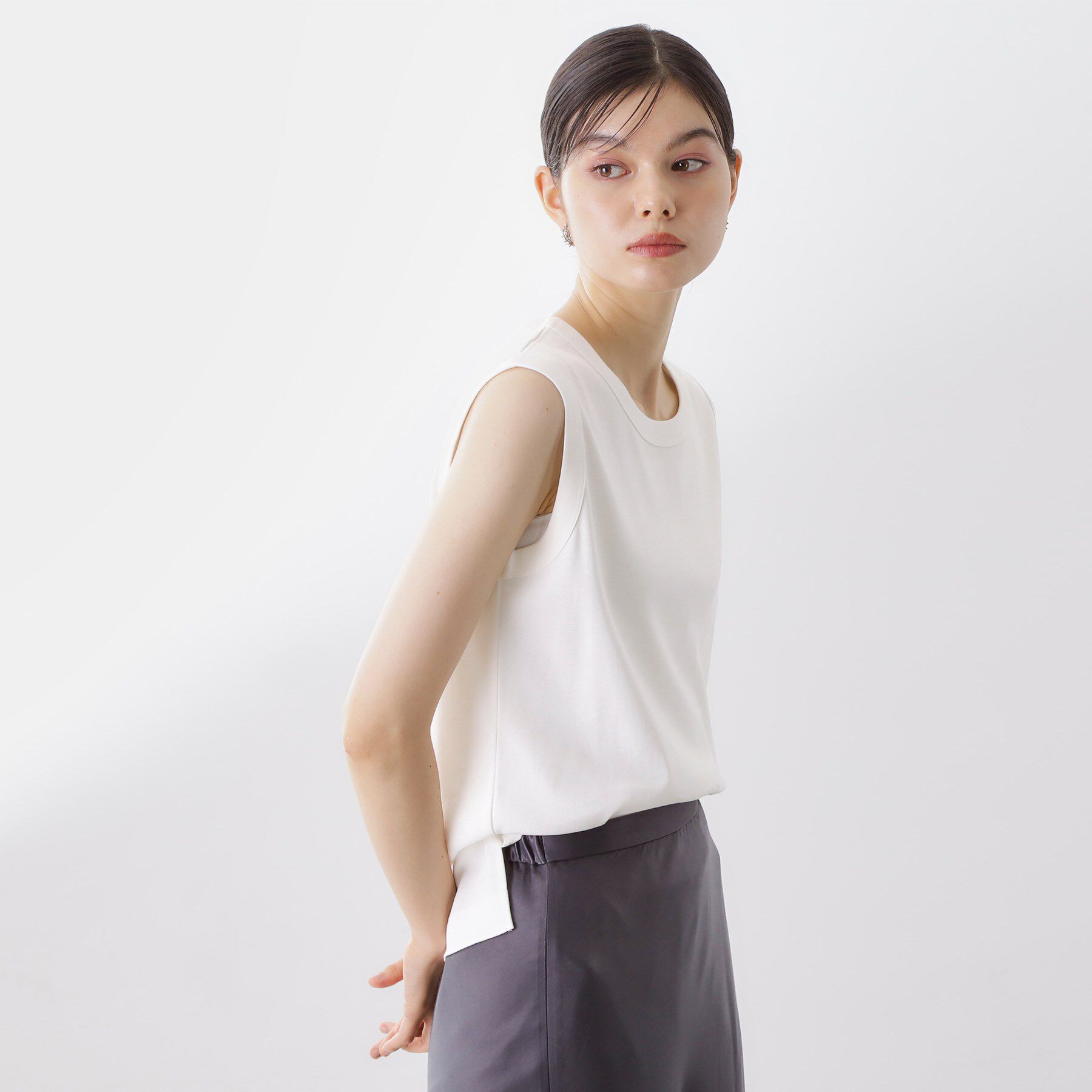 THE SHOP TK「【汗染み防止】ノースリーブTシャツ【洗濯機OK/UVケア】」|キャミソール|