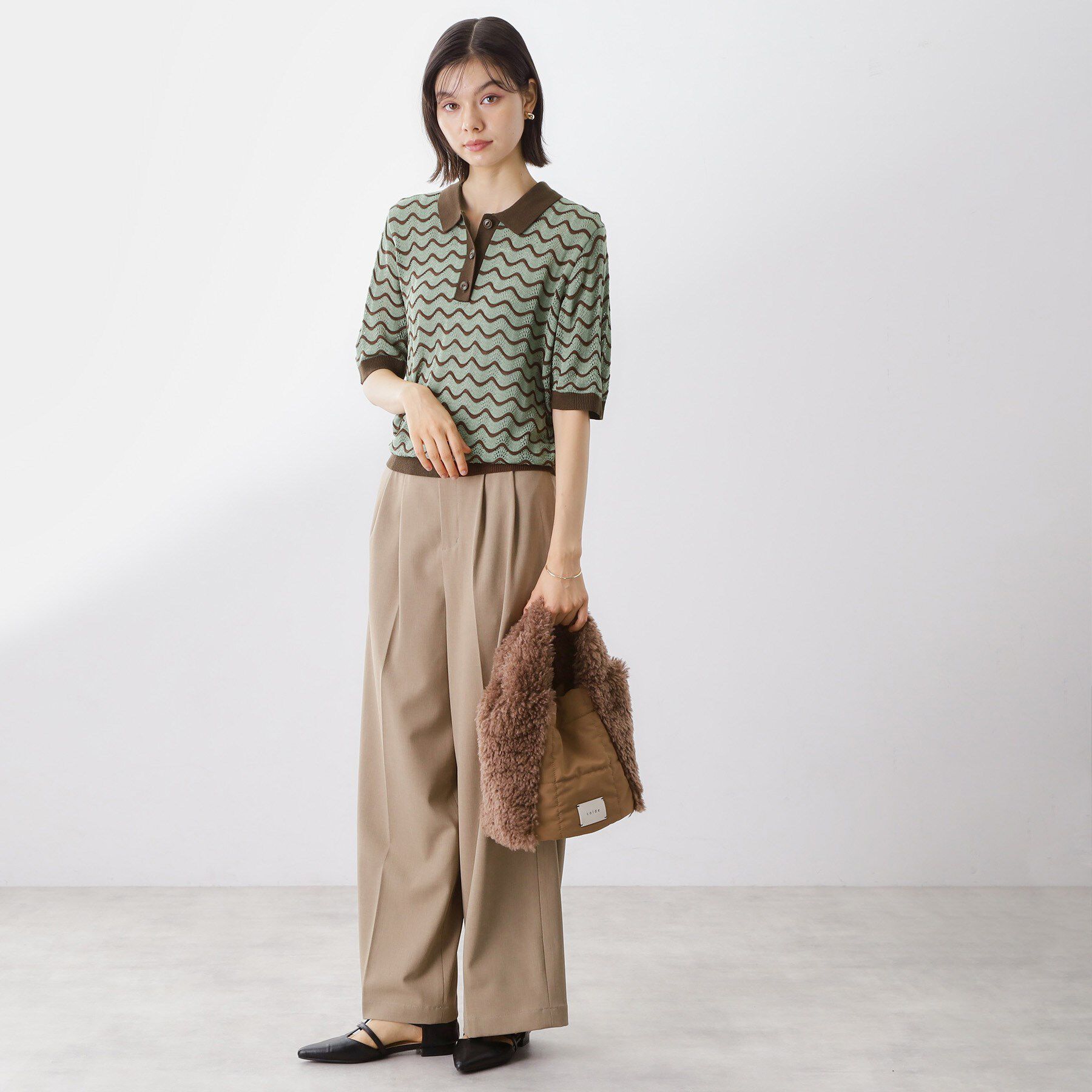 THE SHOP TK「柄アソートポロニットシャツ【洗濯機OK】」|ニット・セーター|