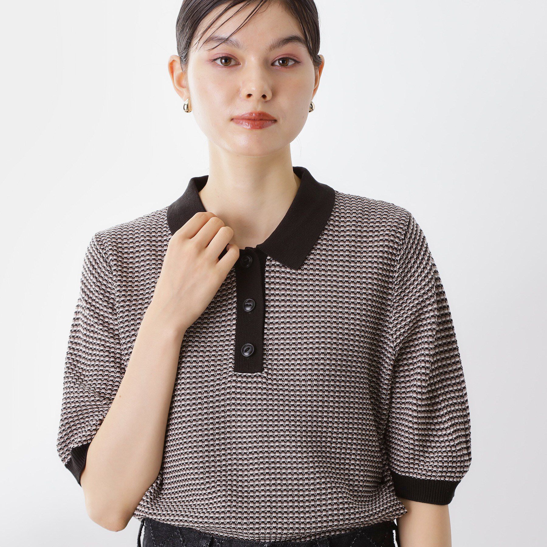 THE SHOP TK「柄アソートポロニットシャツ【洗濯機OK】」|ニット・セーター|