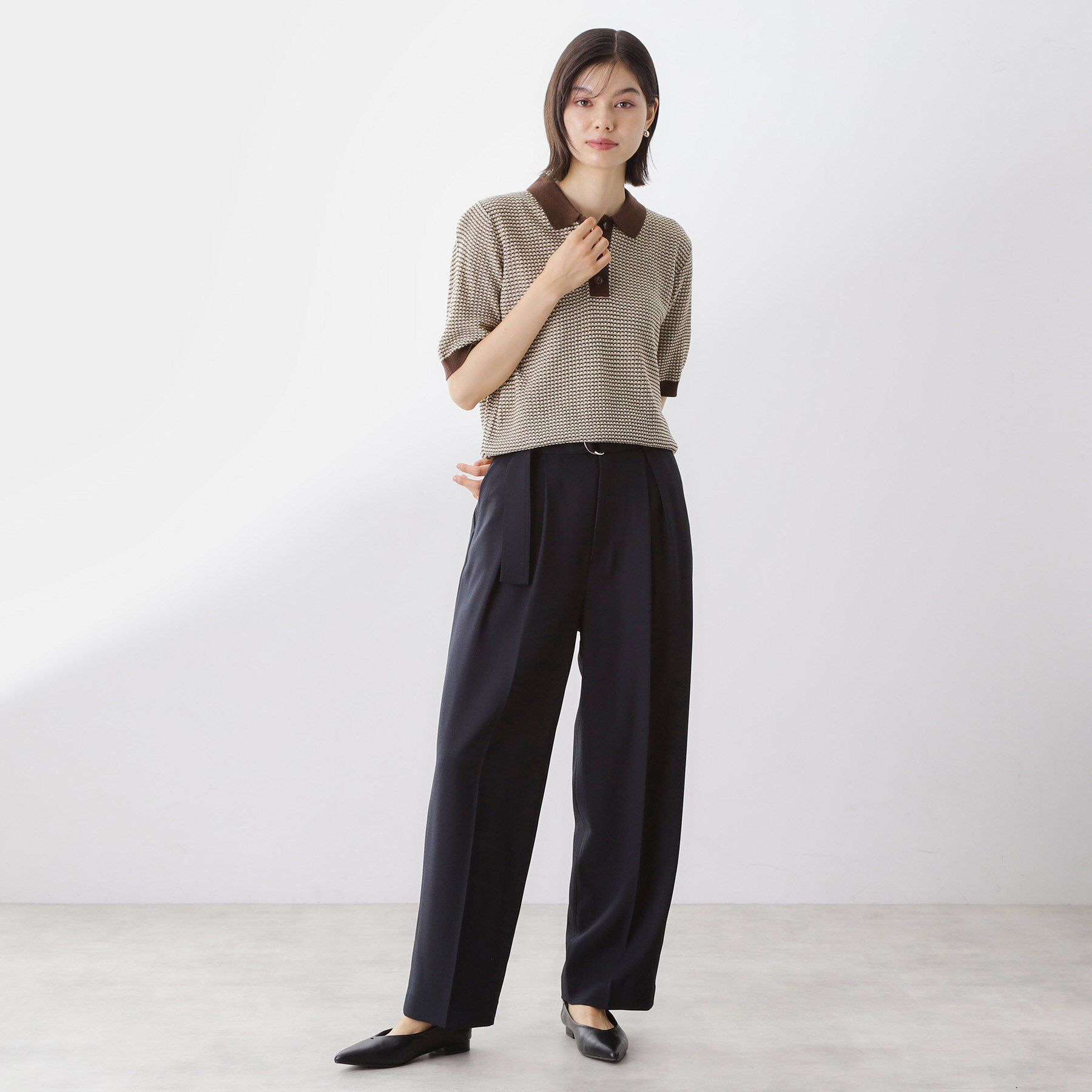 THE SHOP TK「柄アソートポロニットシャツ【洗濯機OK】」|ニット・セーター|