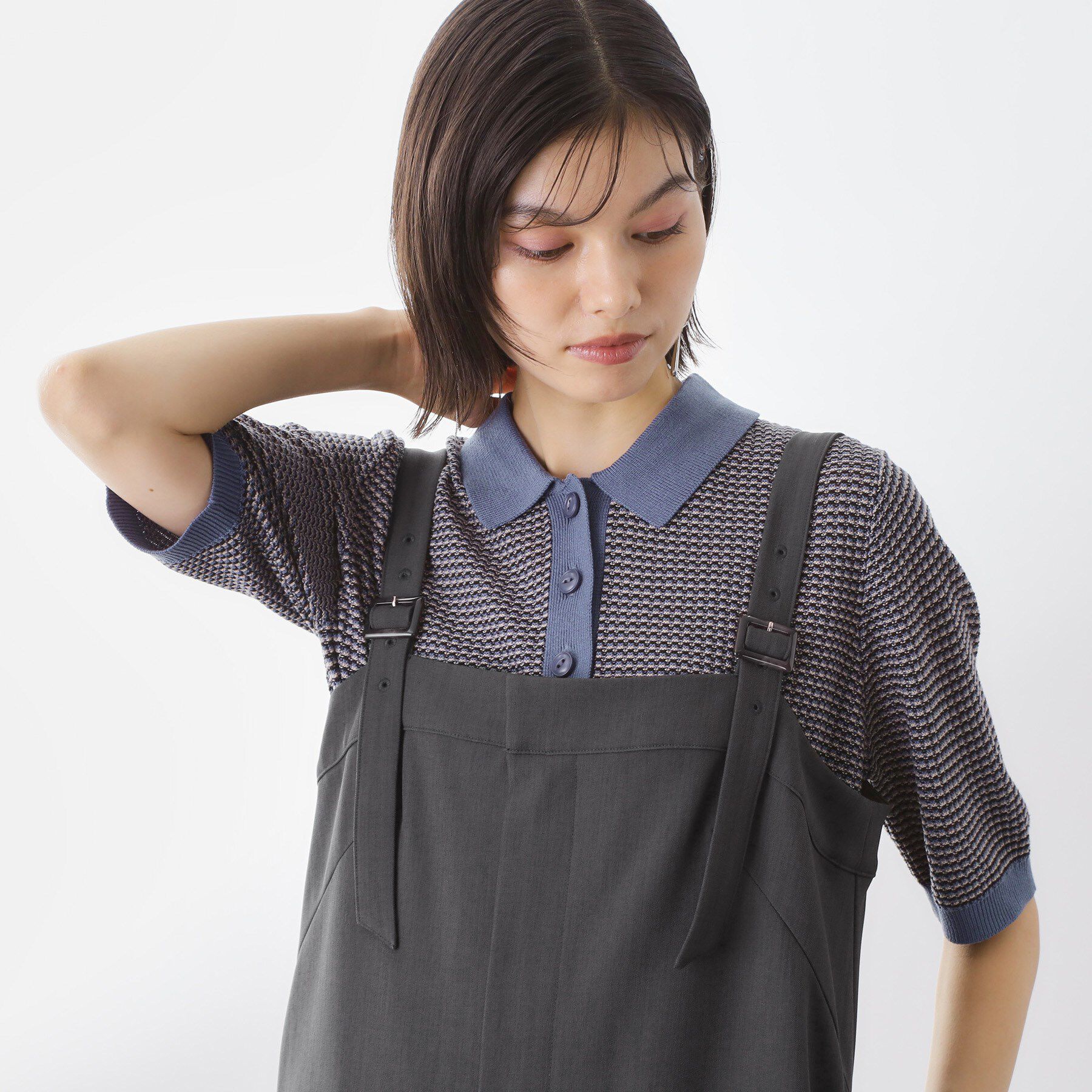 THE SHOP TK「柄アソートポロニットシャツ【洗濯機OK】」|ニット・セーター|