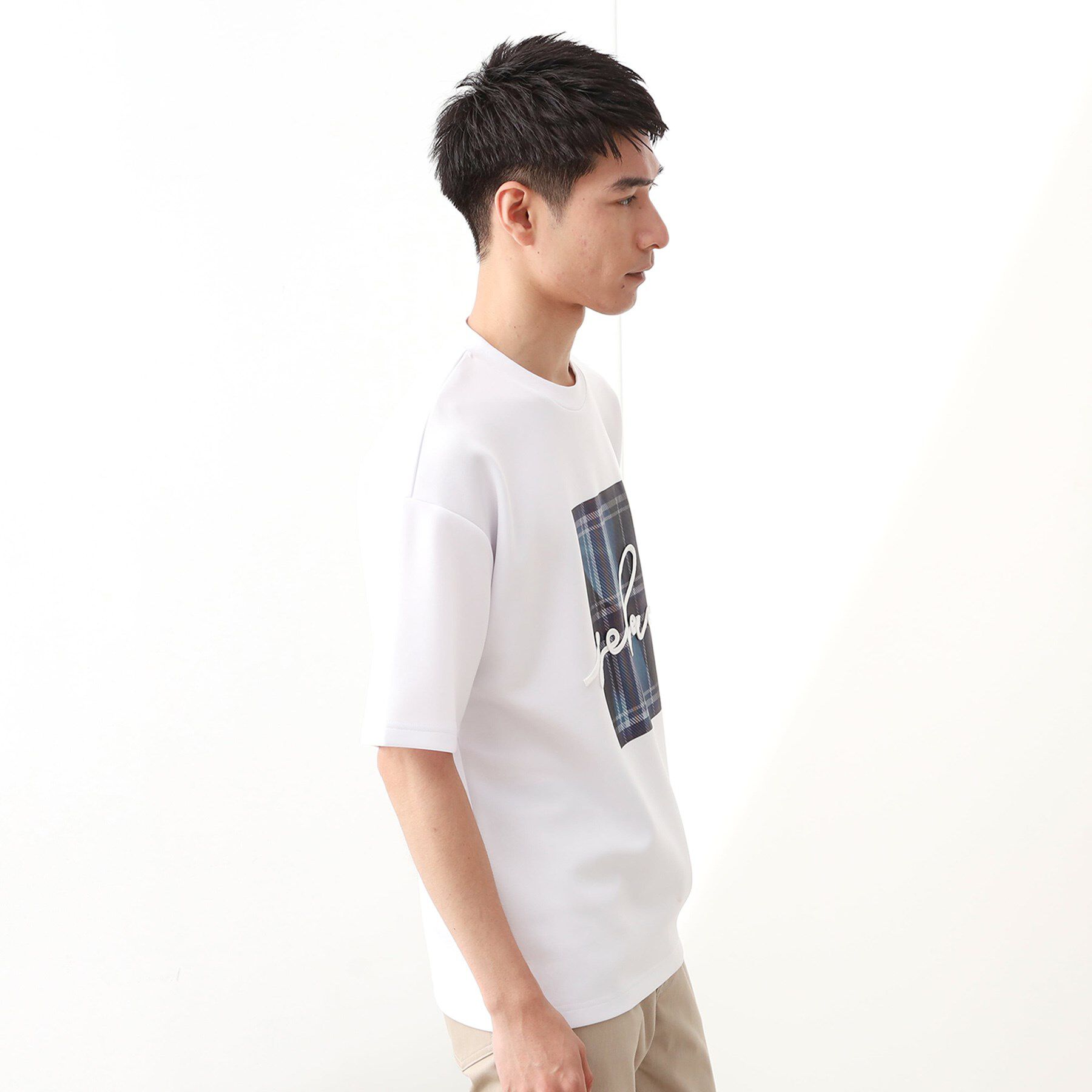 THE SHOP TK「コード刺繍フォトプリント半袖Tシャツ 【洗濯機OK】」|Tシャツ・カットソー|