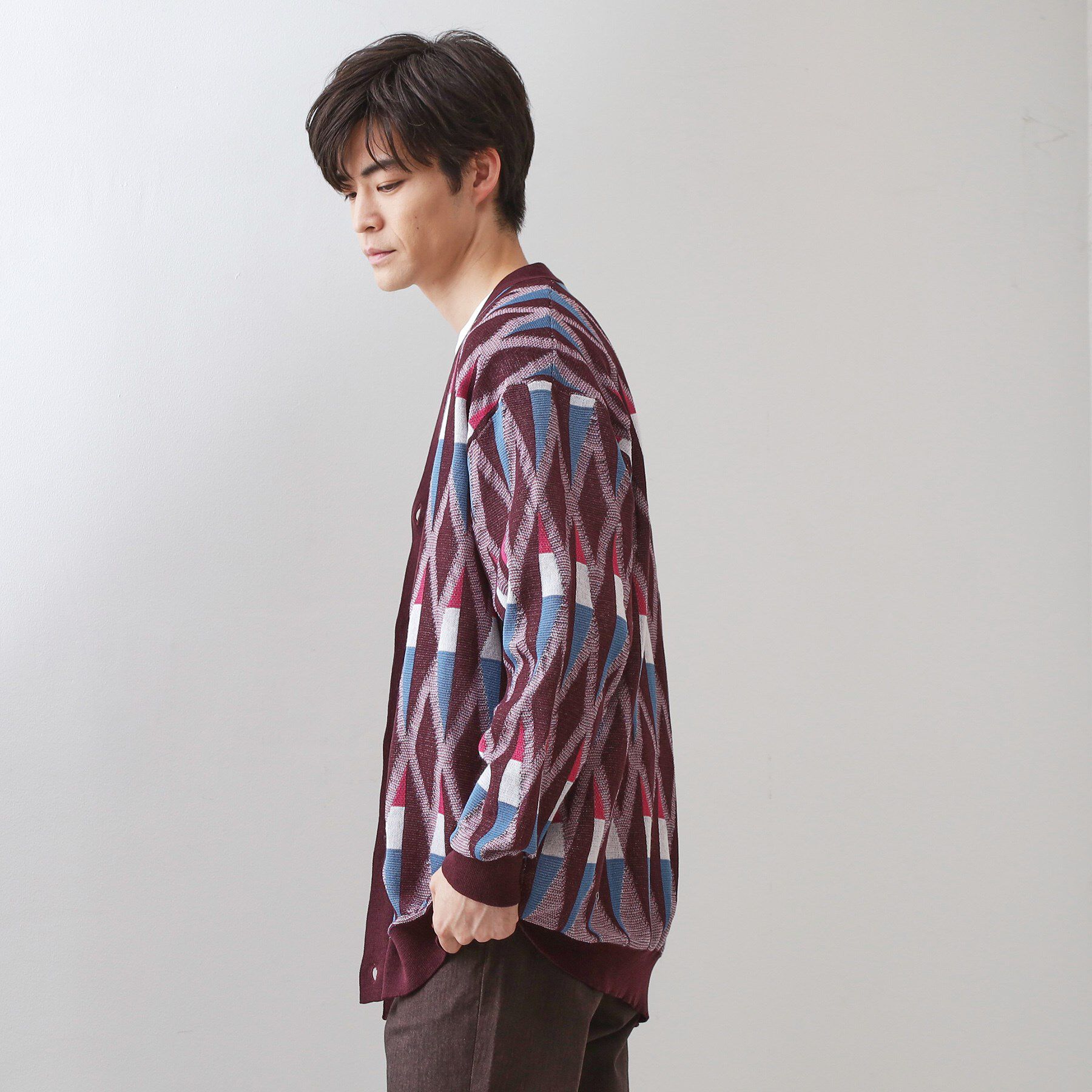 THE SHOP TK「【季節の変わり目に活躍】ニットカーディガン 選べる2デザイン(柄&無地)/洗濯機OK」|カーディガン|