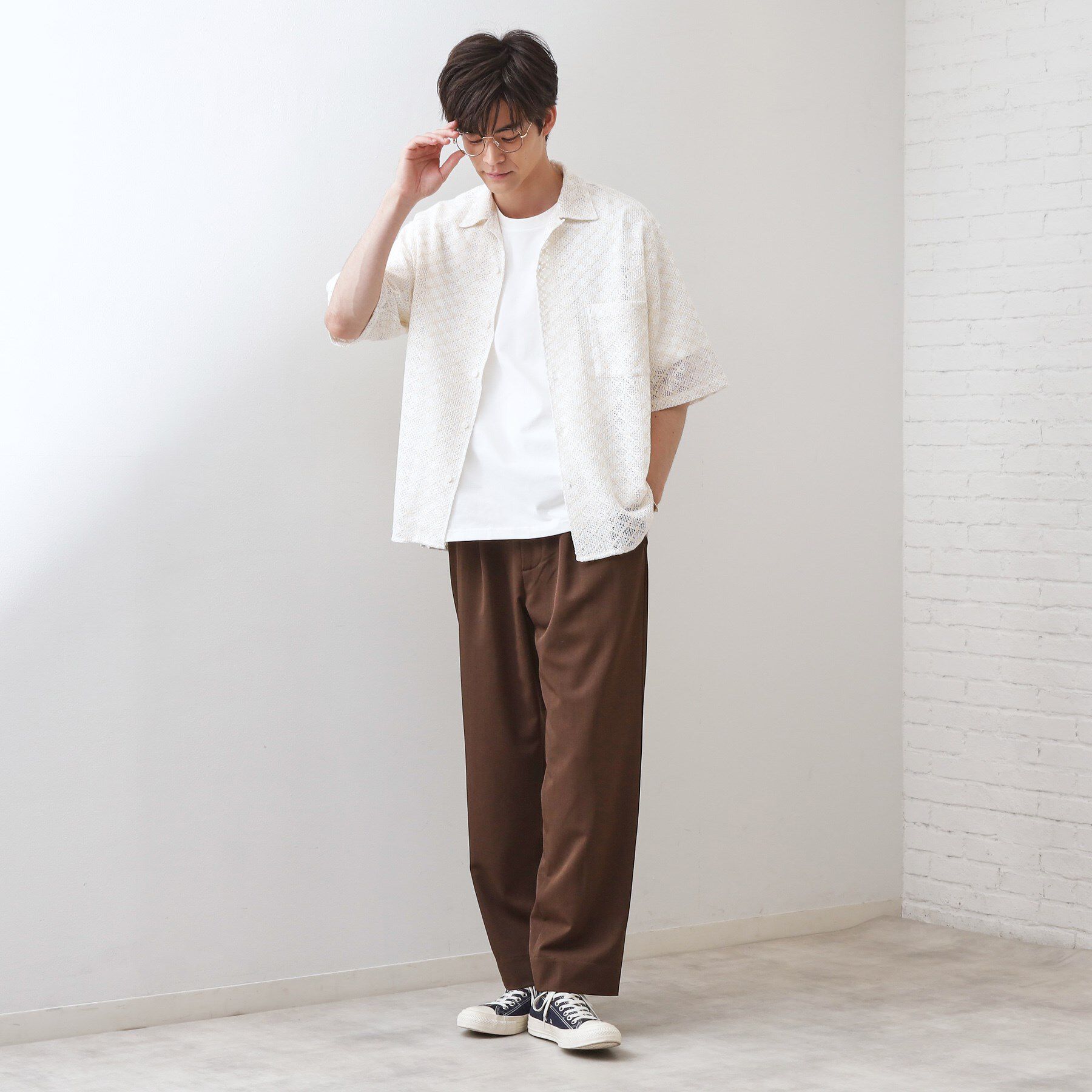 THE SHOP TK「クラフトレース半袖シャツ 【洗濯機OK】」|シャツ・ブラウス|