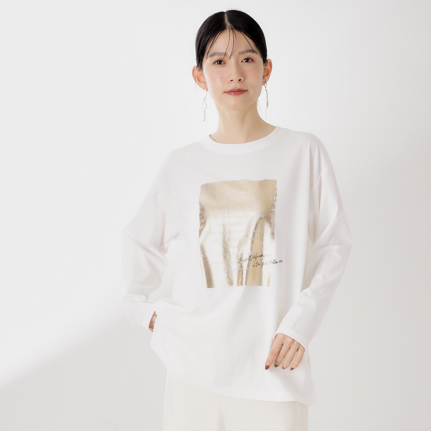 THE SHOP TK「ロゴアソート長袖Tシャツ【アンチピリング/UVカット/洗濯機OK】」|Tシャツ・カットソー|アイボリー(104)