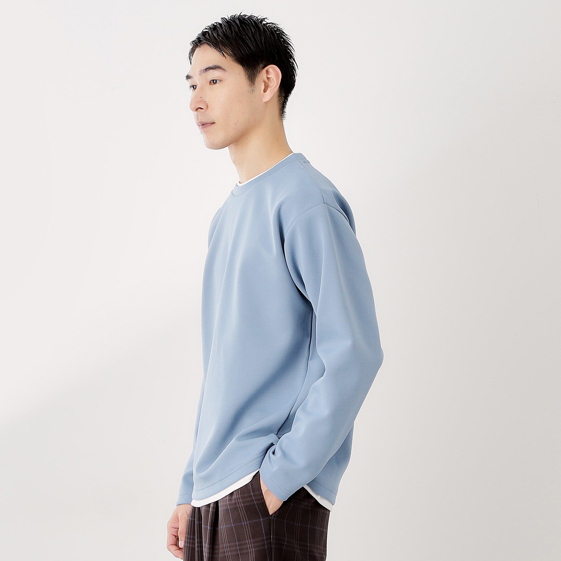 THE SHOP TK「【ラクして決まる！】レイヤード風長袖Tシャツ 洗濯機OK」|Tシャツ・カットソー|