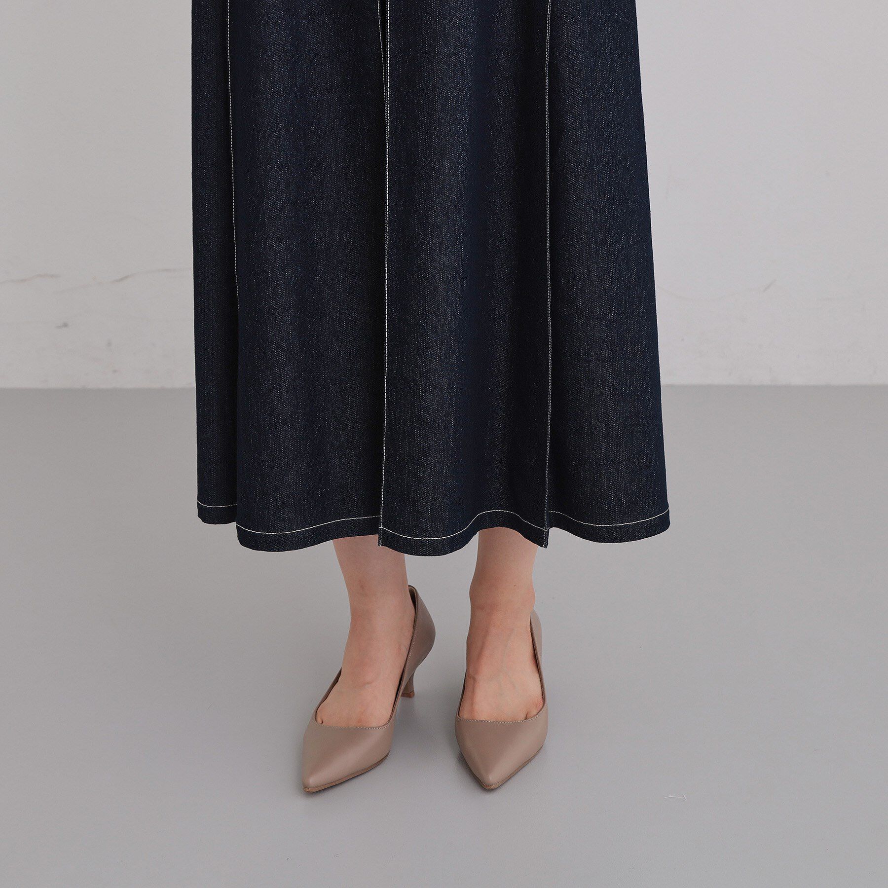 THE SHOP TK「シーズンレスで着られる デニムステッチジャンスカ」|ワンピース|