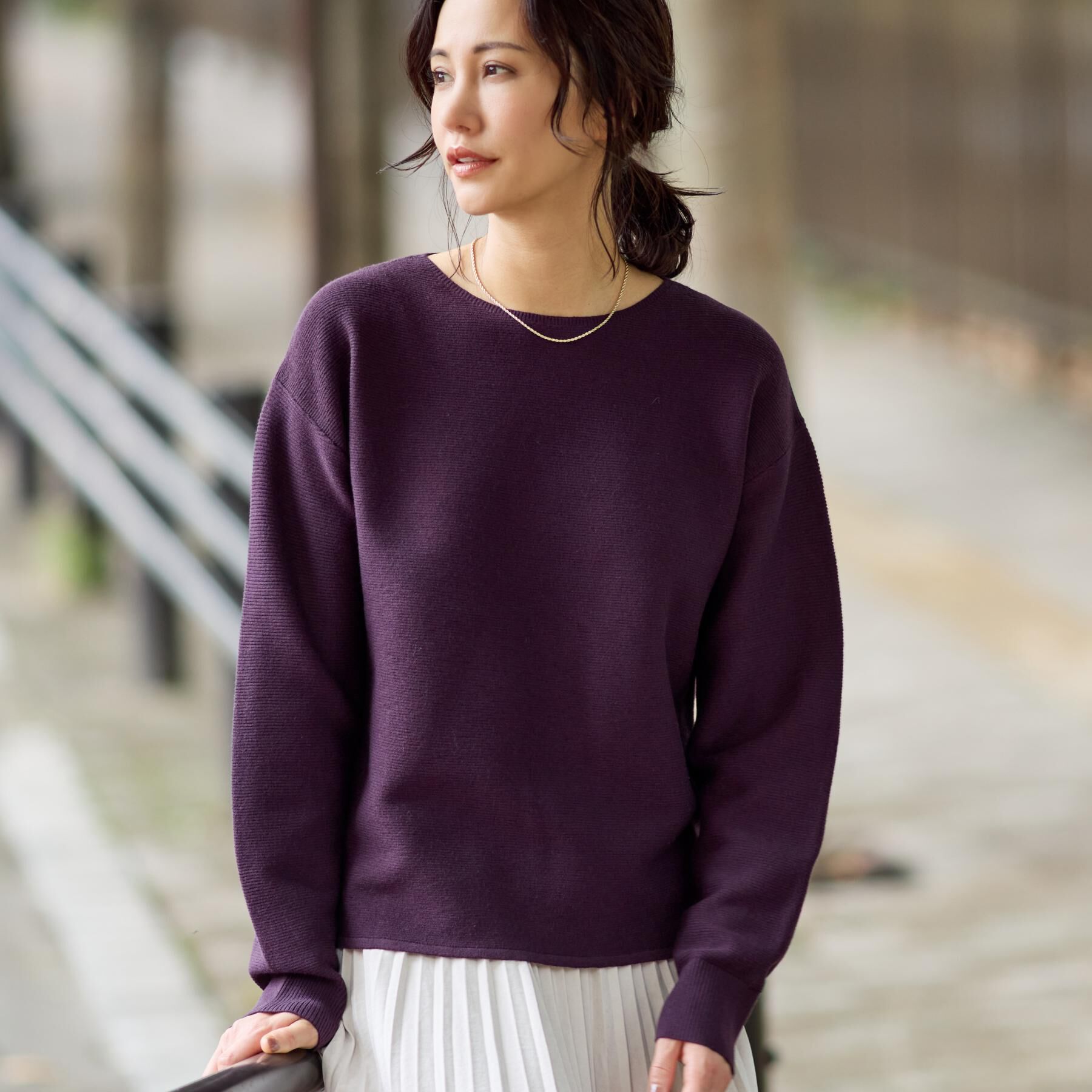 THE SHOP TK「【S-XLサイズ/選べる7色】どこから見ても美しい ガーターニット/毛玉になりにくい/洗濯機OK」|ニット・セーター|パープル(083)