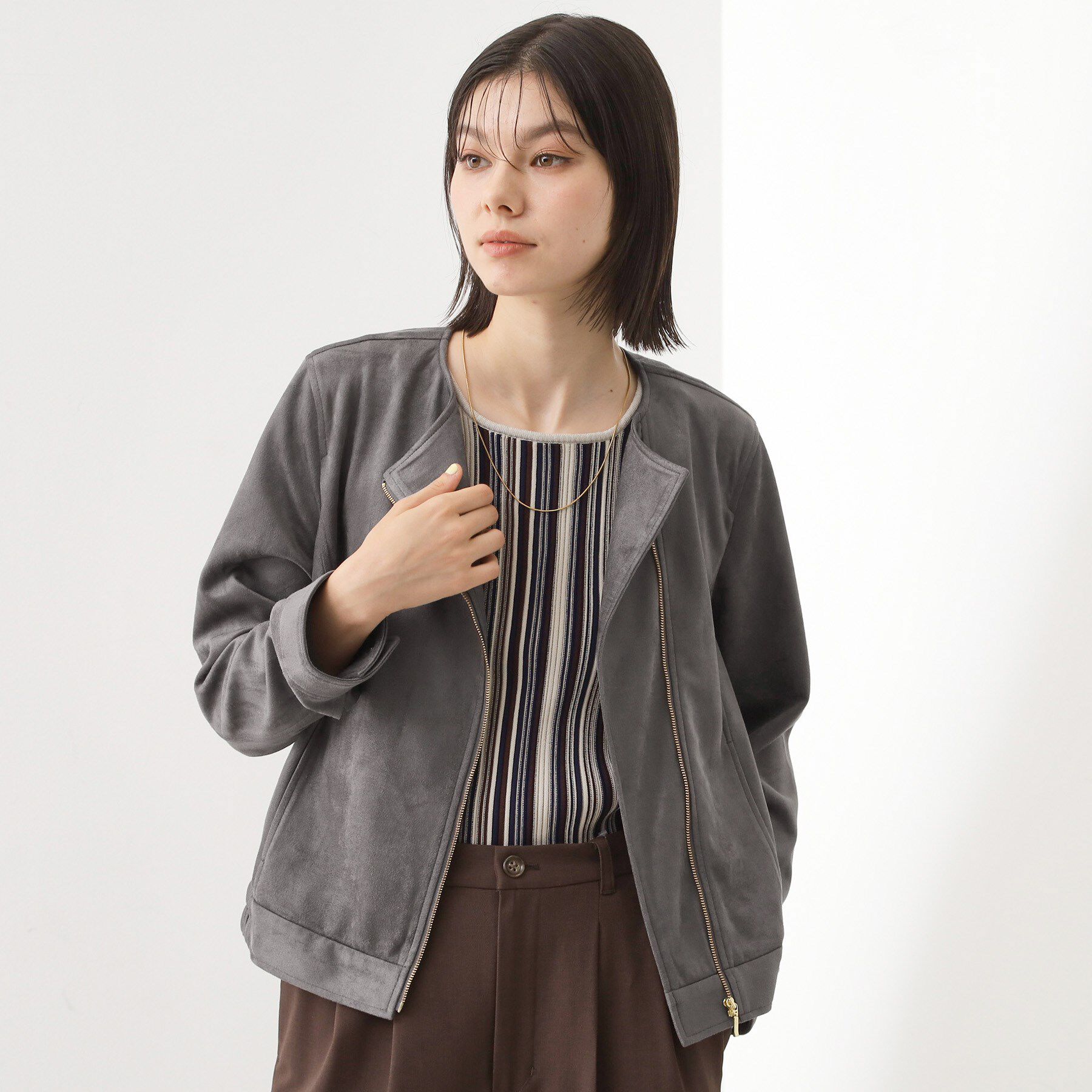 THE SHOP TK「スエードライク ライダースジャケット」|ライダースジャケット|