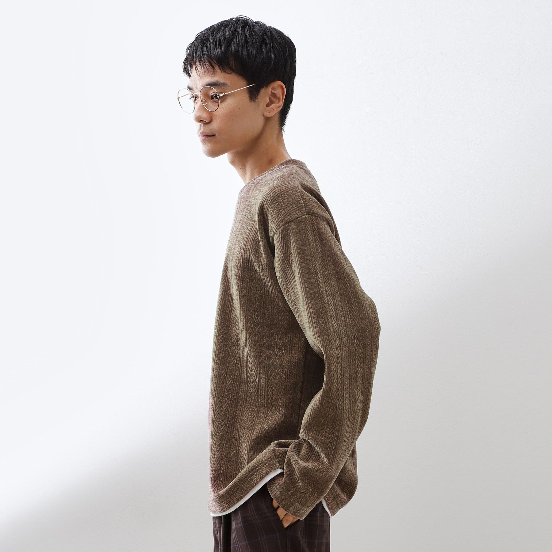 THE SHOP TK「【心地良い、滑らかさ】レイヤード風ケーブル ニットソー 【洗濯機OK】」|Tシャツ・カットソー|