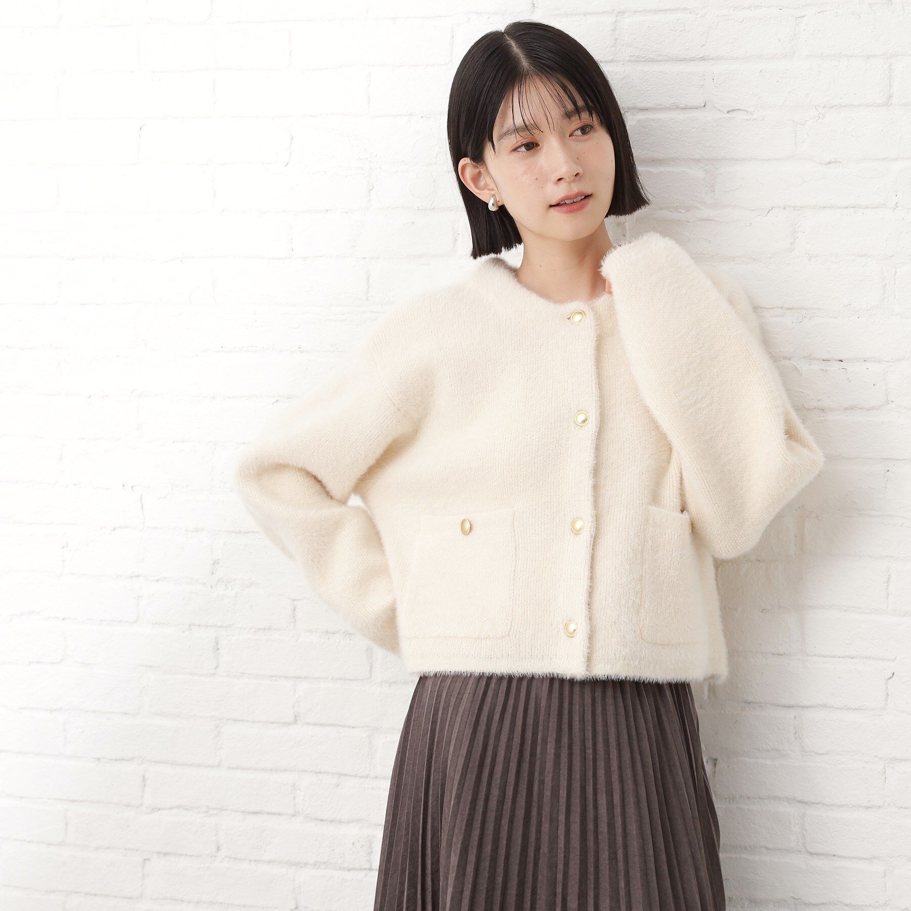 THE SHOP TK「【即戦力】ベロアフェザーカーディガン」|カーディガン|