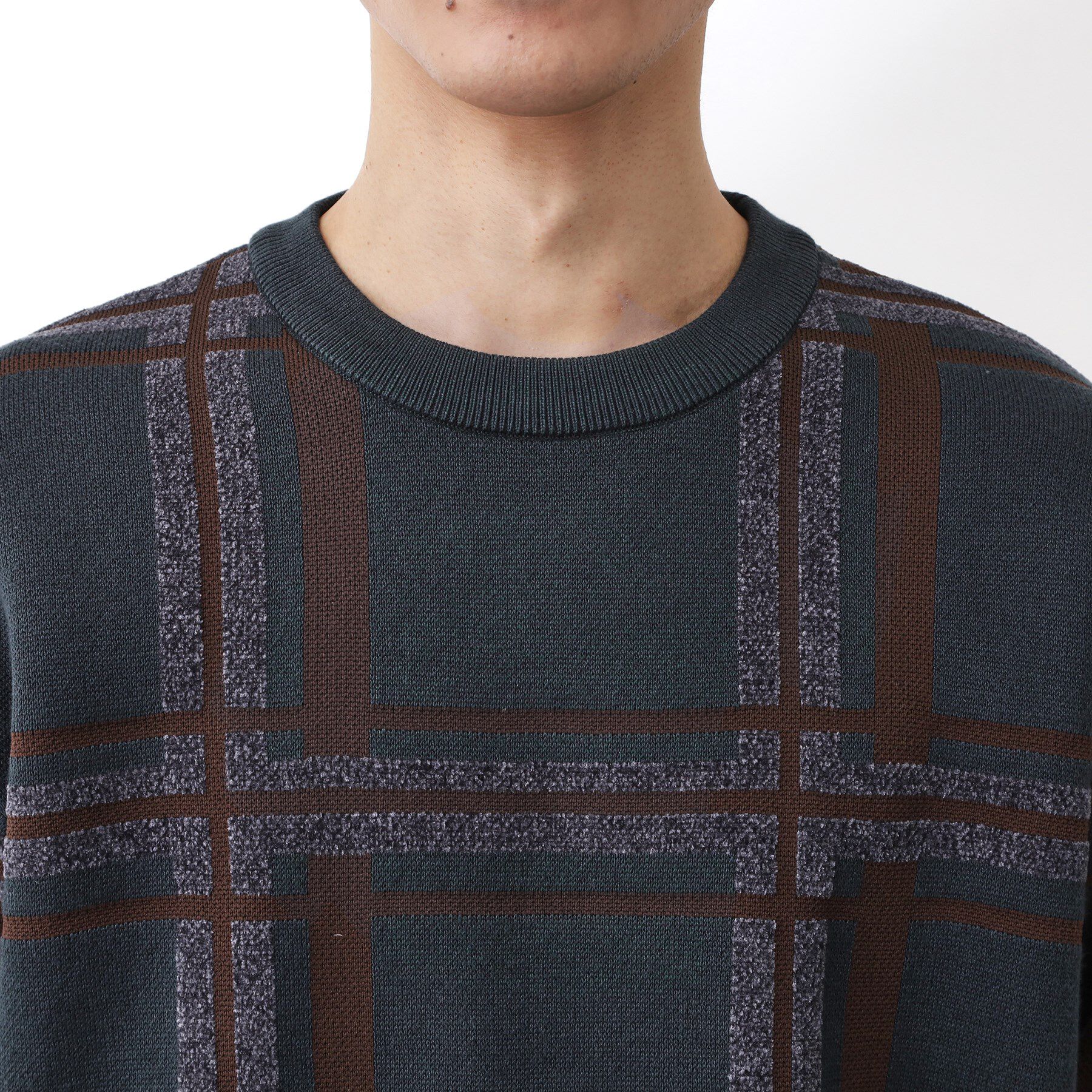 THE SHOP TK「チェックジャカードニット【洗濯機OK】」|ニット・セーター|