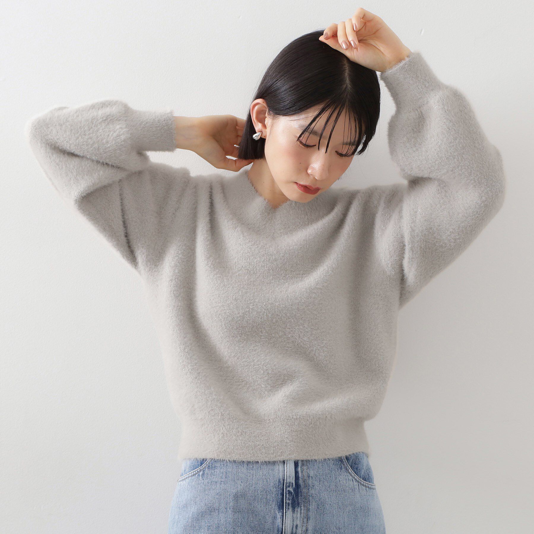 THE SHOP TK「【洗える】上品にきらめく フェザーラメニット」|ニット・セーター|グレージュ(050)