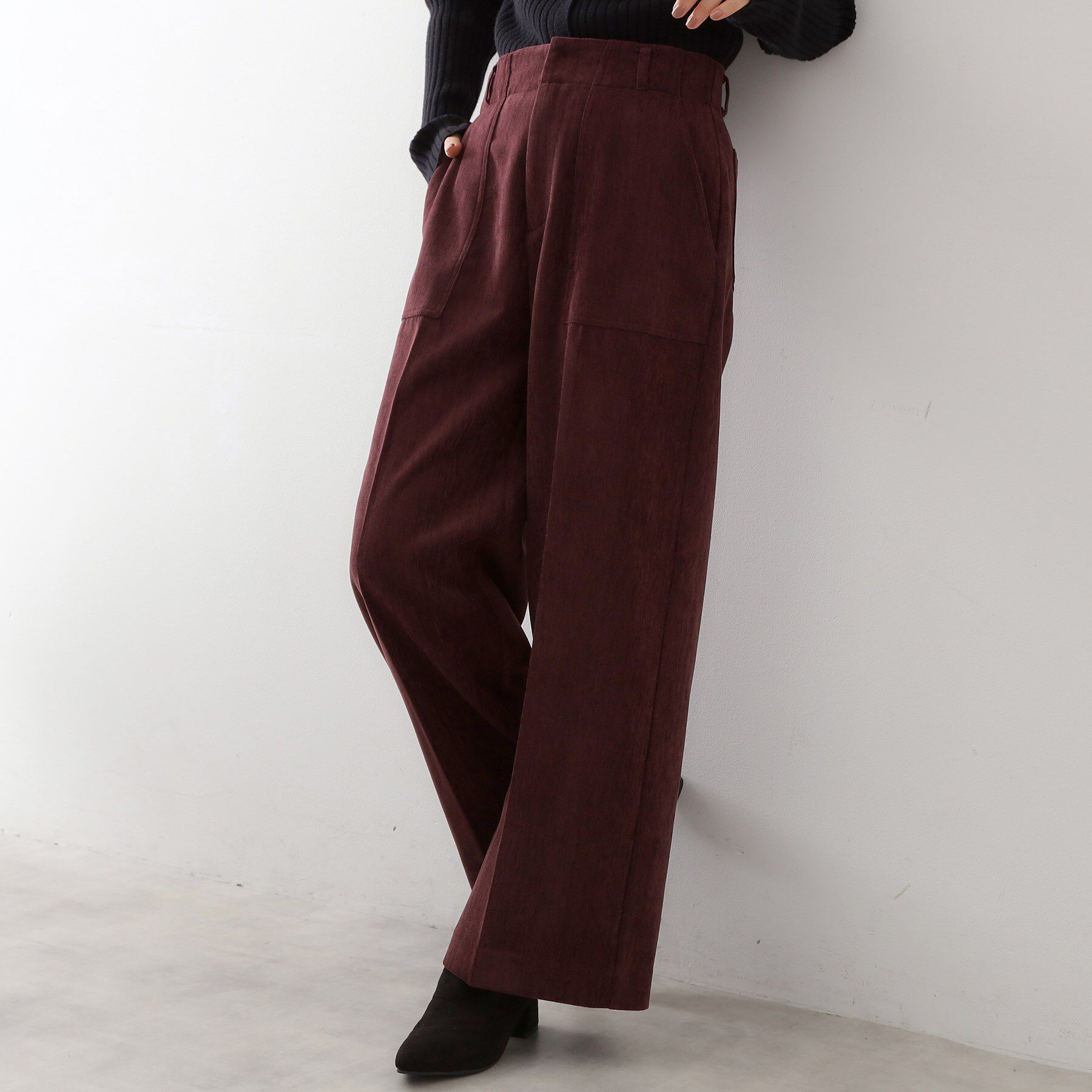 THE SHOP TK「クラッシュベロアベーカーパンツ」|その他|ブラウン(043)