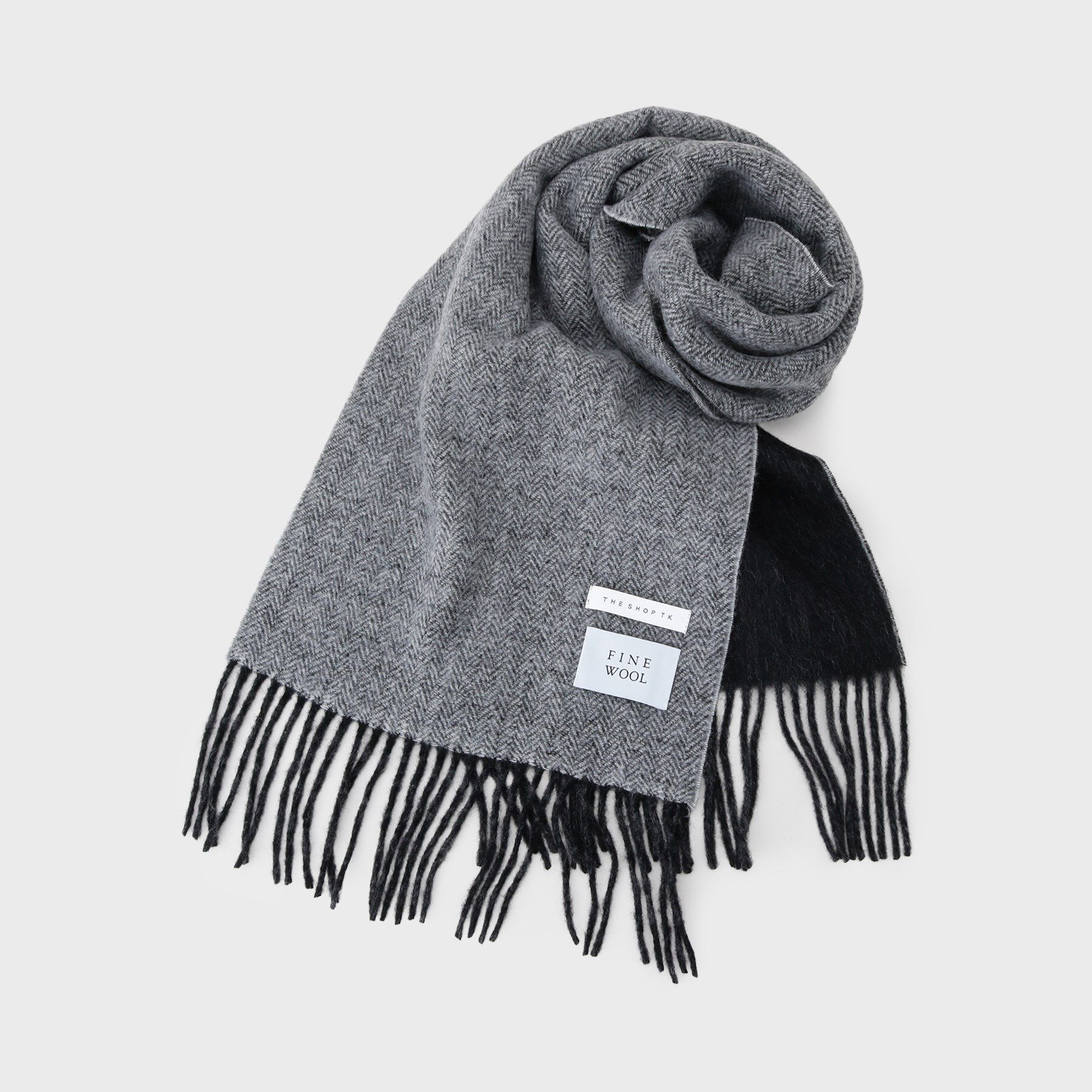 THE SHOP TK「ウールリバーシブルマフラー」|ストール|チャコールグレー(0