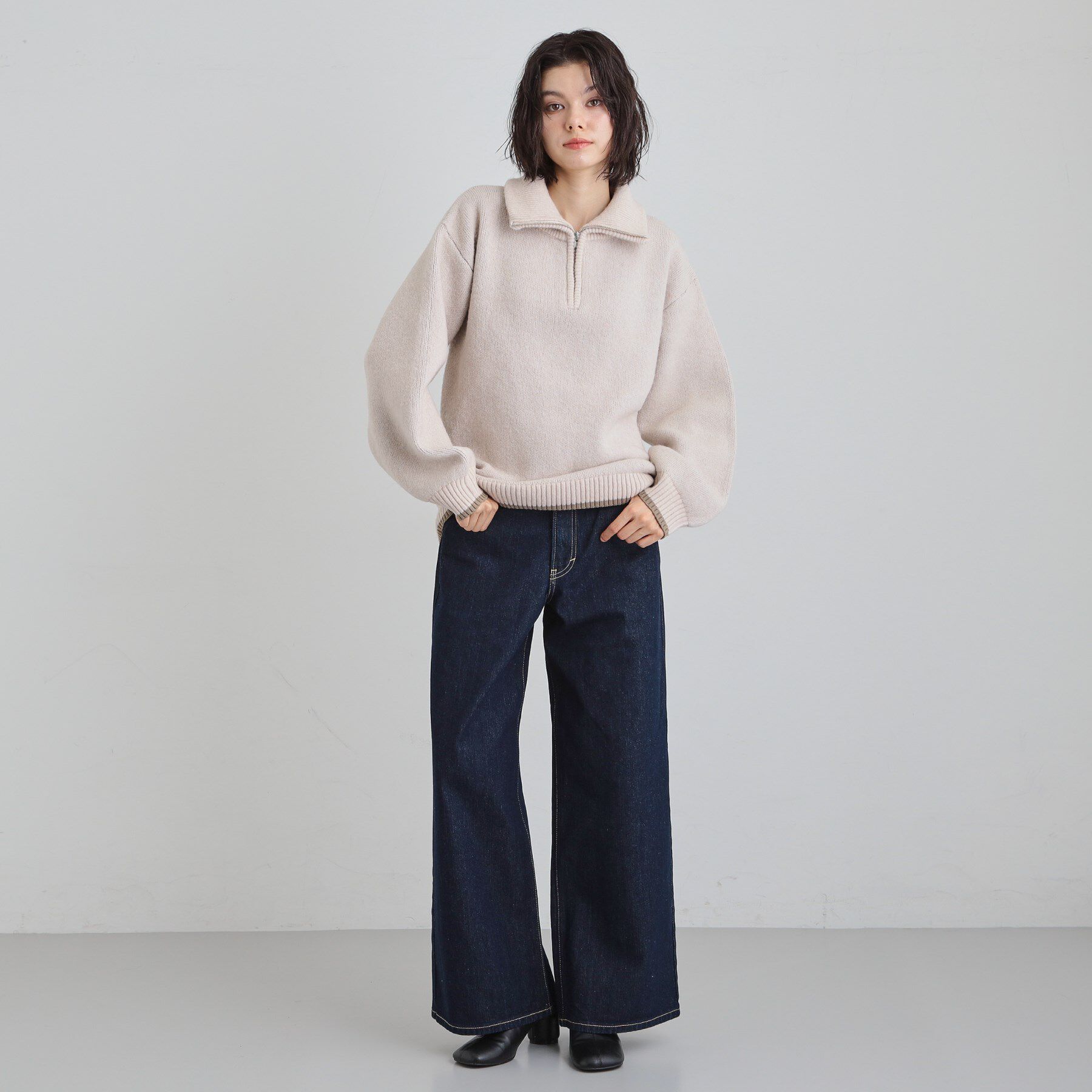 THE SHOP TK「【洗える】ほど良くラフで女性らしい ハーフZIPニット」|ニット・セーター|