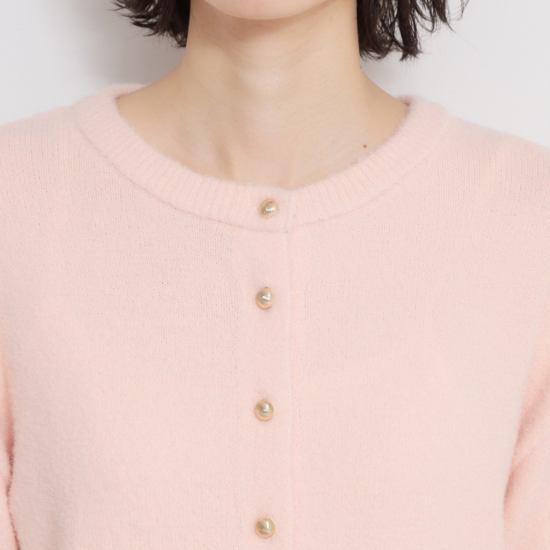 THE SHOP TK「ふわふわミニシャギー クルーネックカーディガン」|カーディガン|