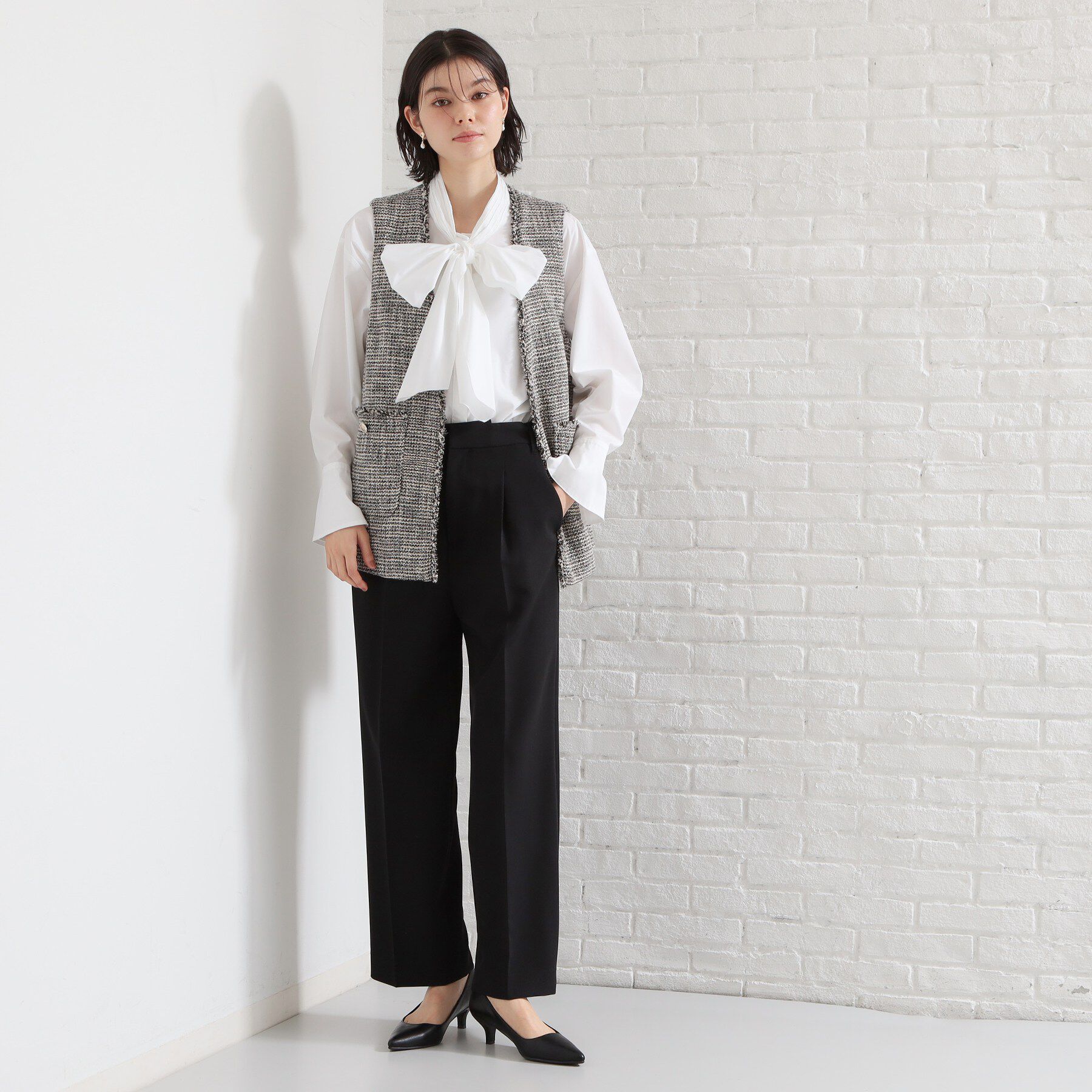 THE SHOP TK「【通勤スタイルに】タックボウタイブラウス」|シャツ・ブラウス|