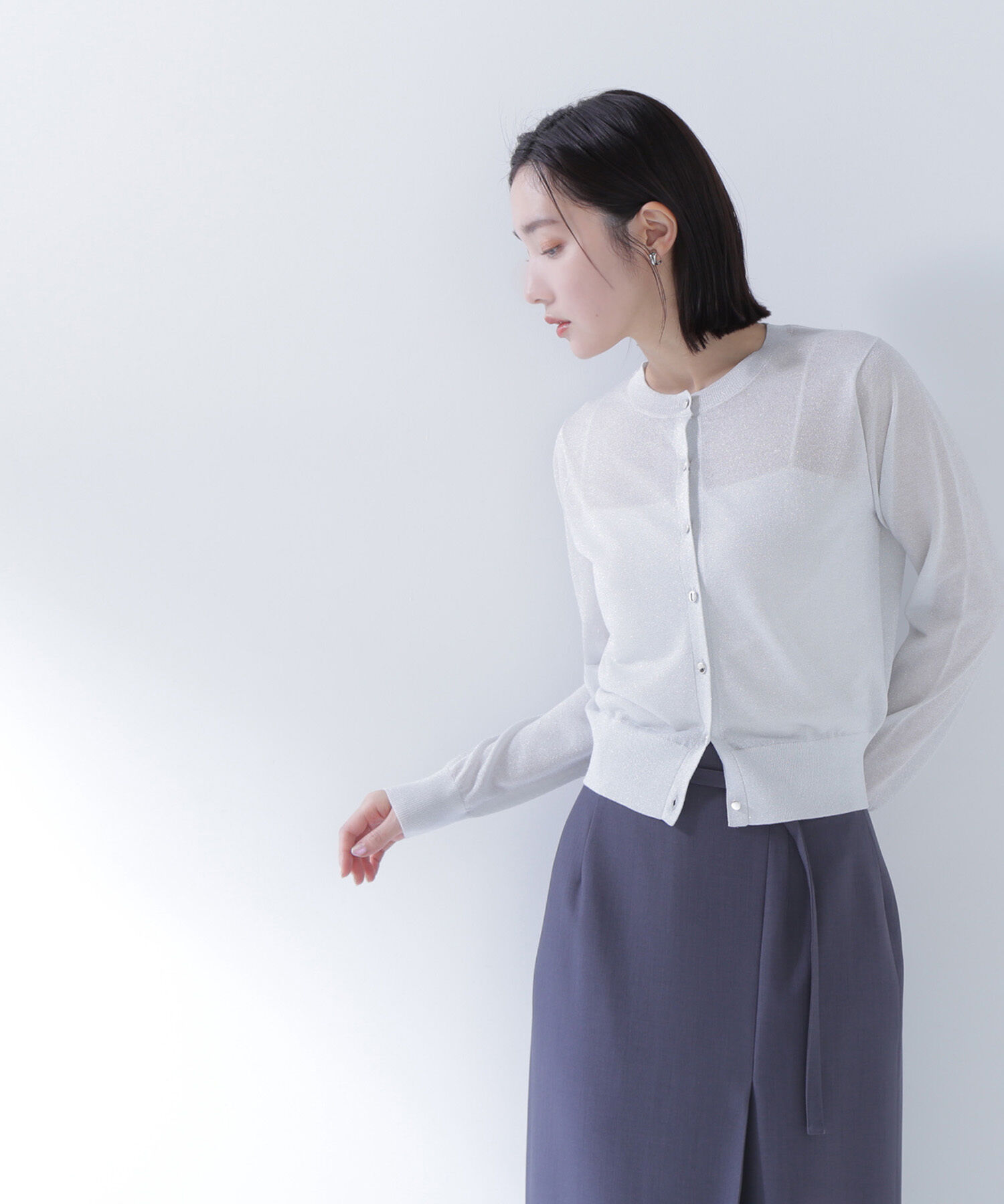  「ラメシアーベーシックカーディガン」|ニット・セーター|