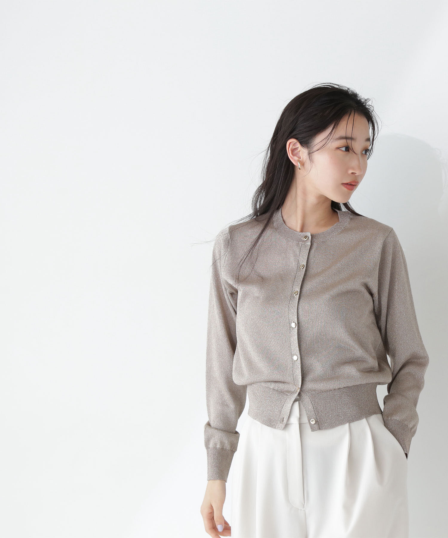  「ラメシアーベーシックカーディガン」|ニット・セーター|