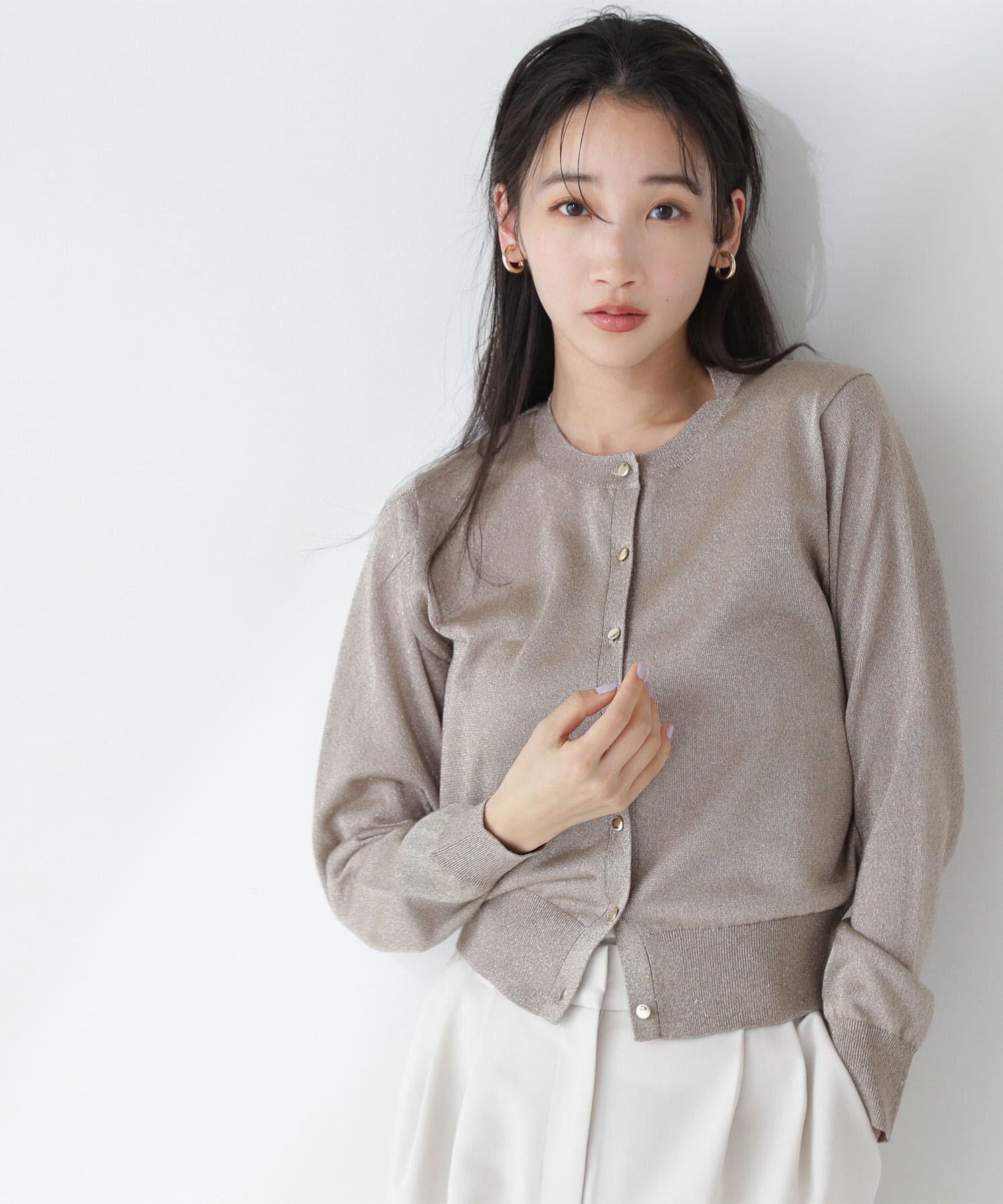  「ラメシアーベーシックカーディガン」|ニット・セーター|