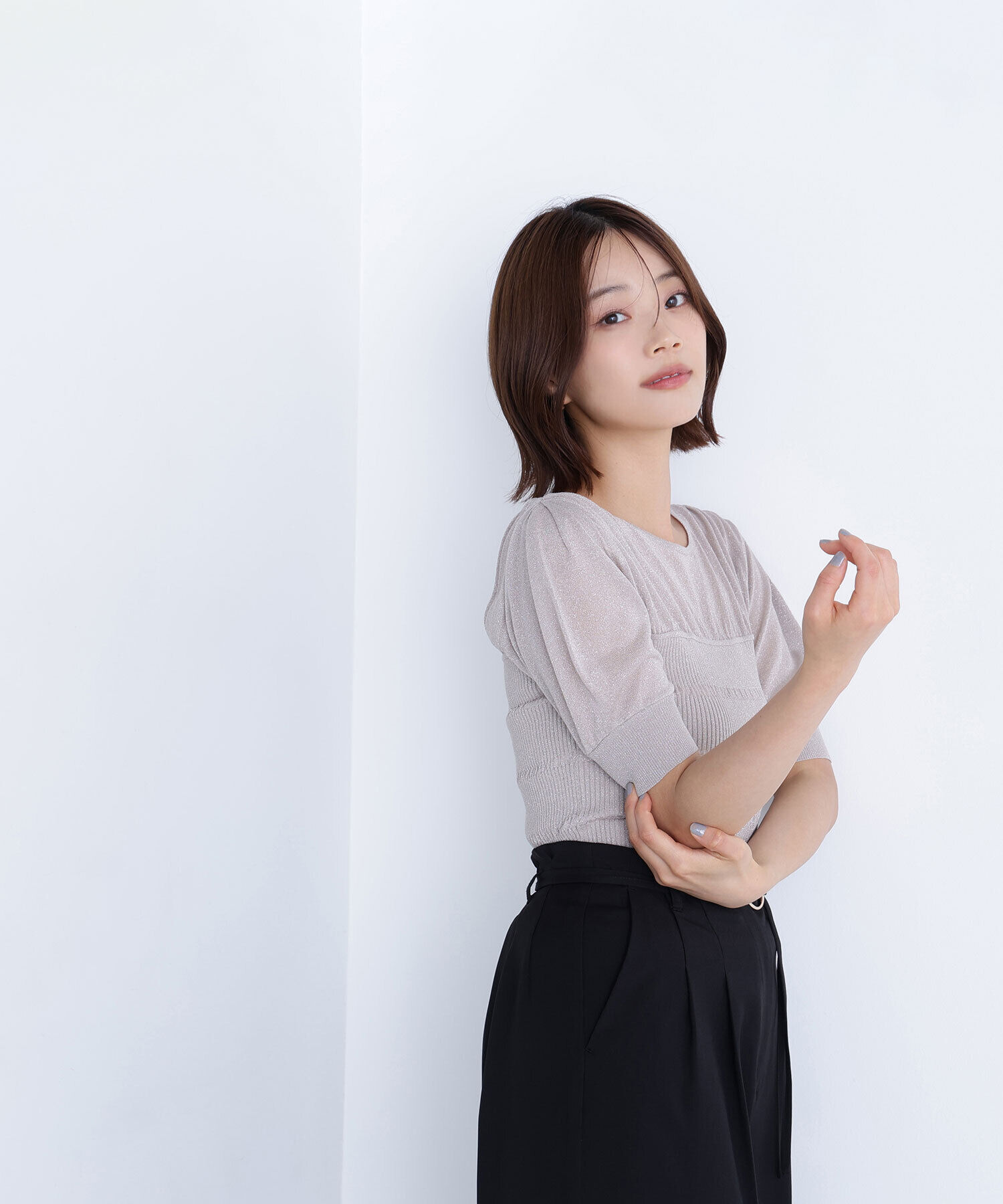  「切替ラメリブニット」|ニット・セーター|