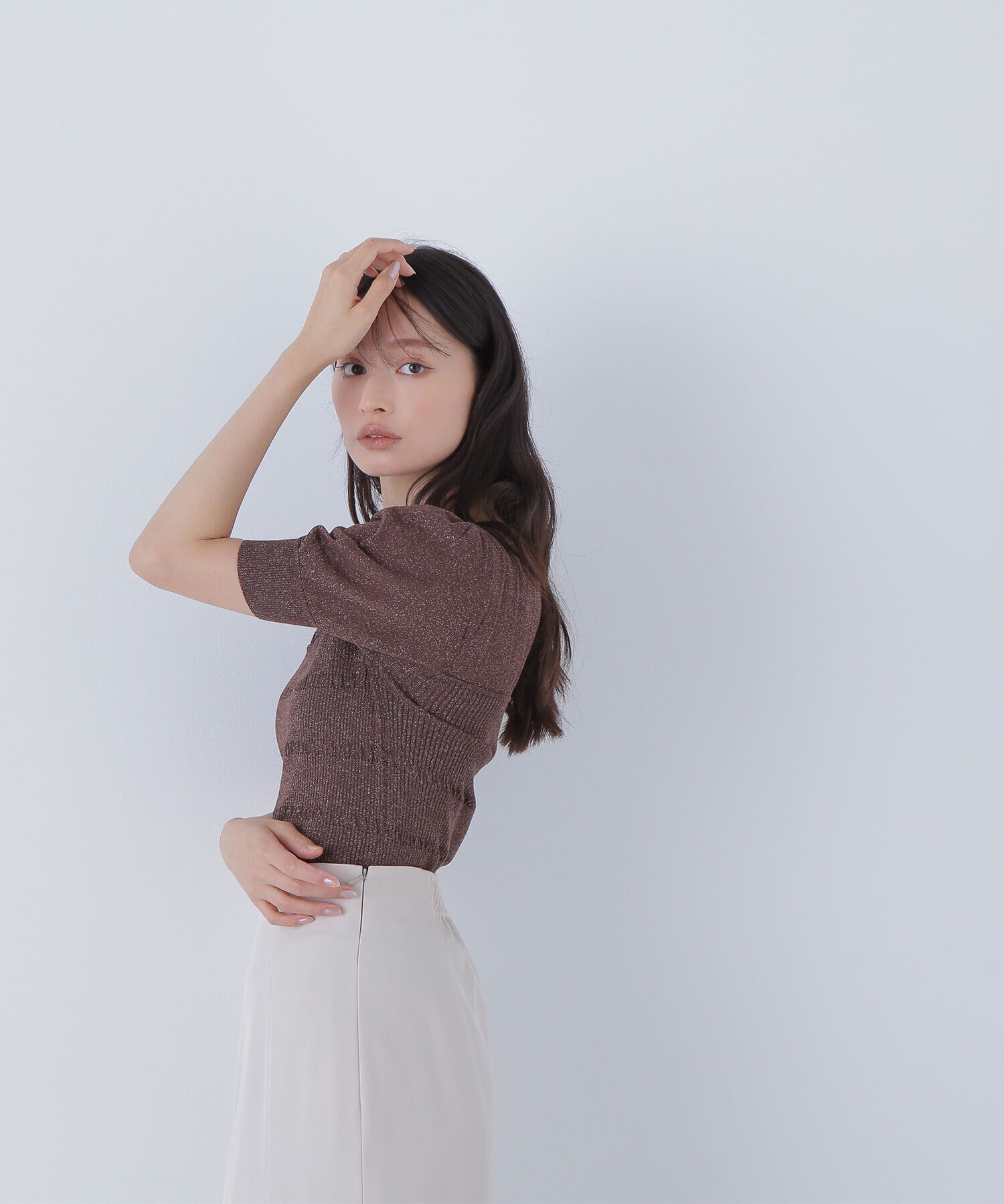  「切替ラメリブニット」|ニット・セーター|