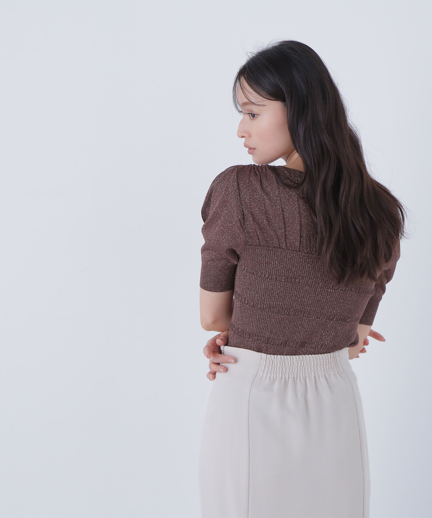  「切替ラメリブニット」|ニット・セーター|