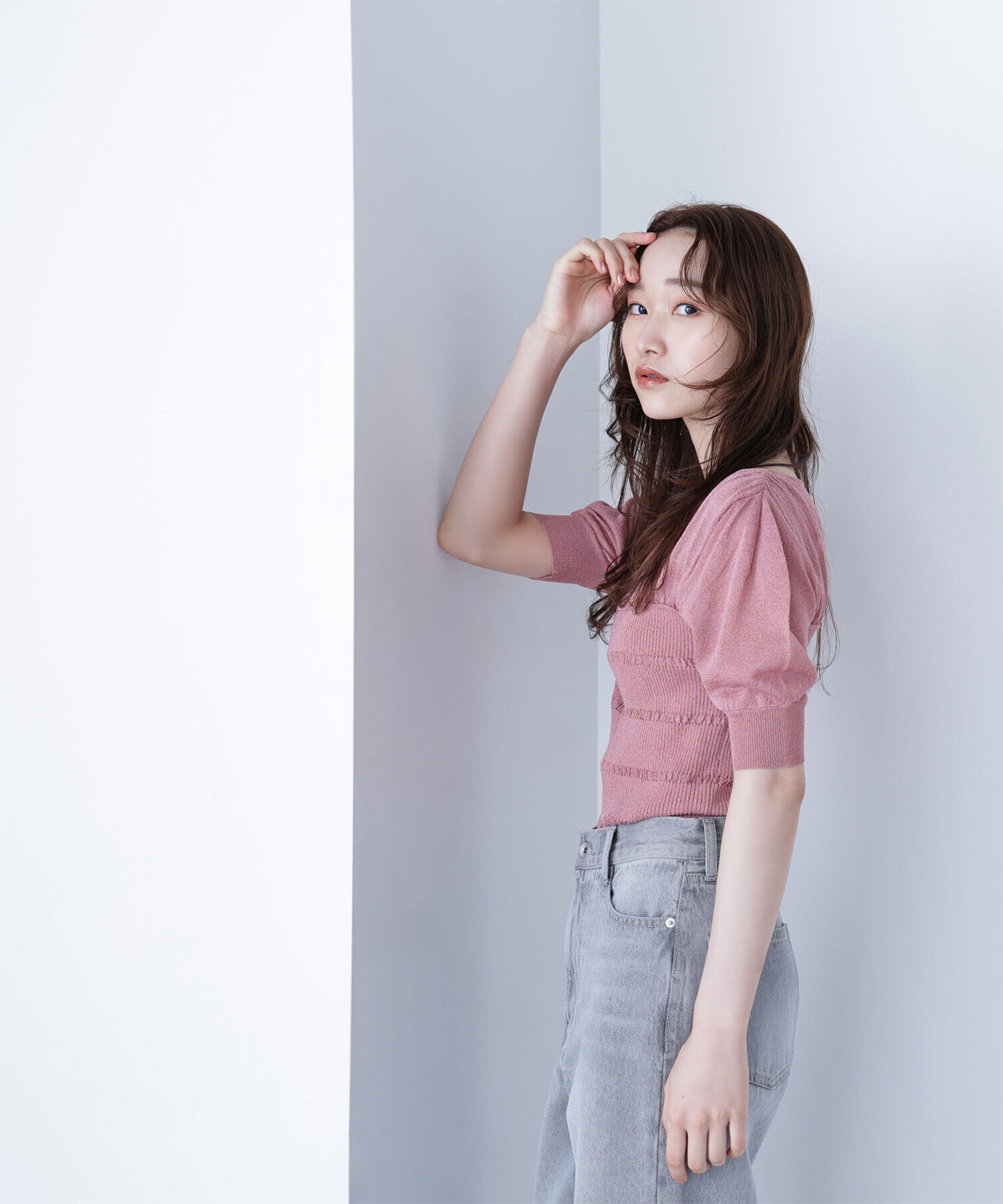  「切替ラメリブニット」|ニット・セーター|