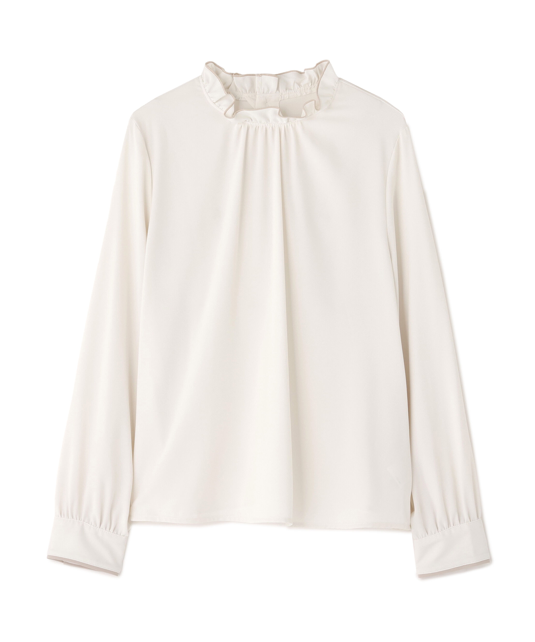  「バイカラーフリルネックブラウス」|シャツ・ブラウス|