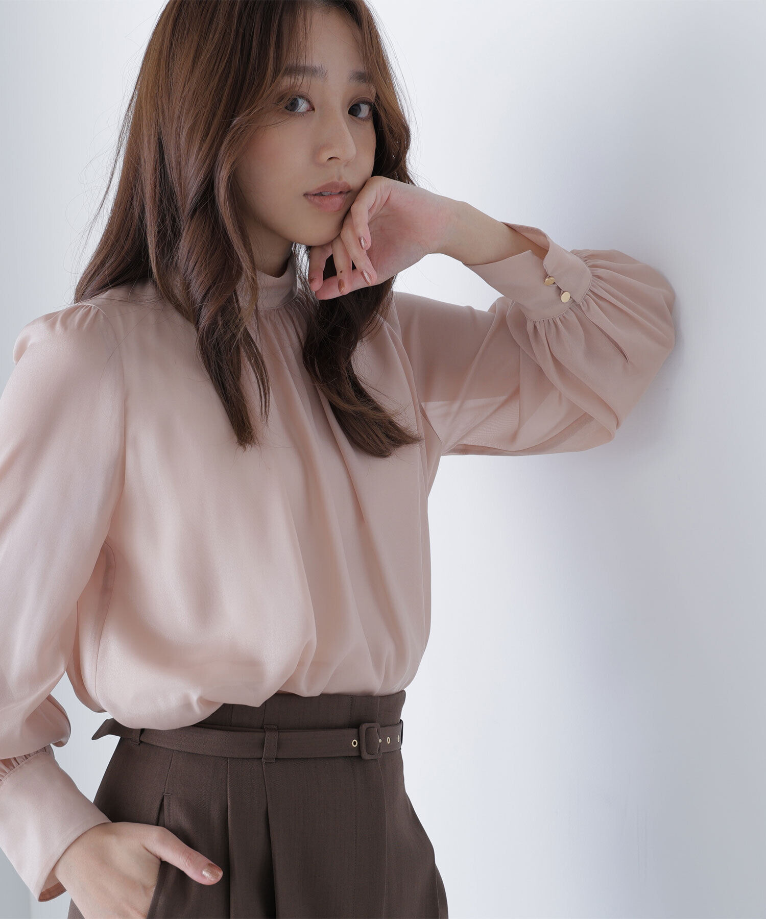  「ハイネックボリュームシアーブラウス」|シャツ・ブラウス|