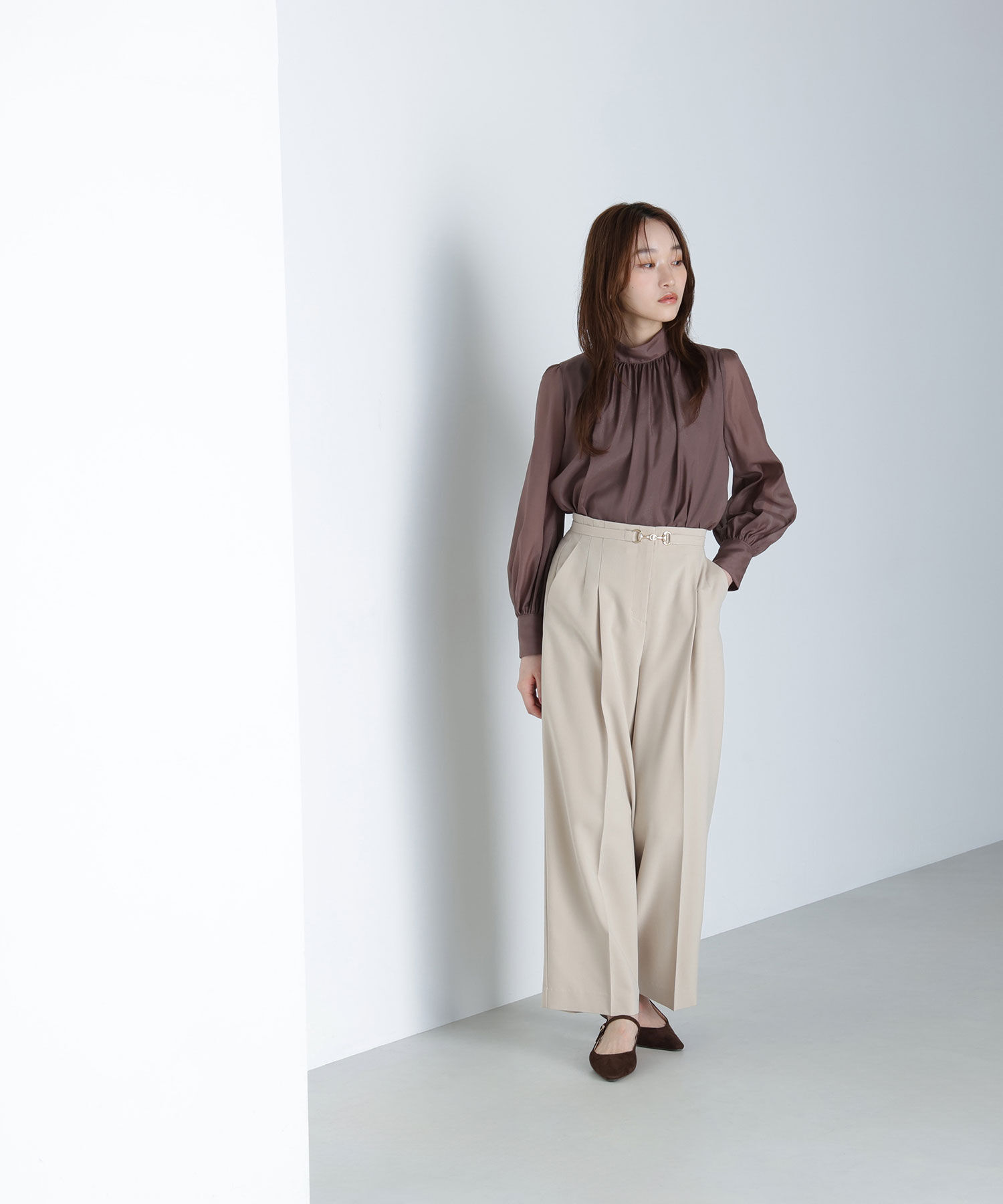  「ハイネックボリュームシアーブラウス」|シャツ・ブラウス|